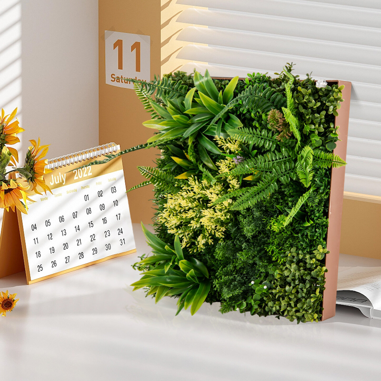 20″ x 20″ 3D Hanging Greenery Hedge with 11 Types of Mixed Faux Plants for Indoor Outdoor