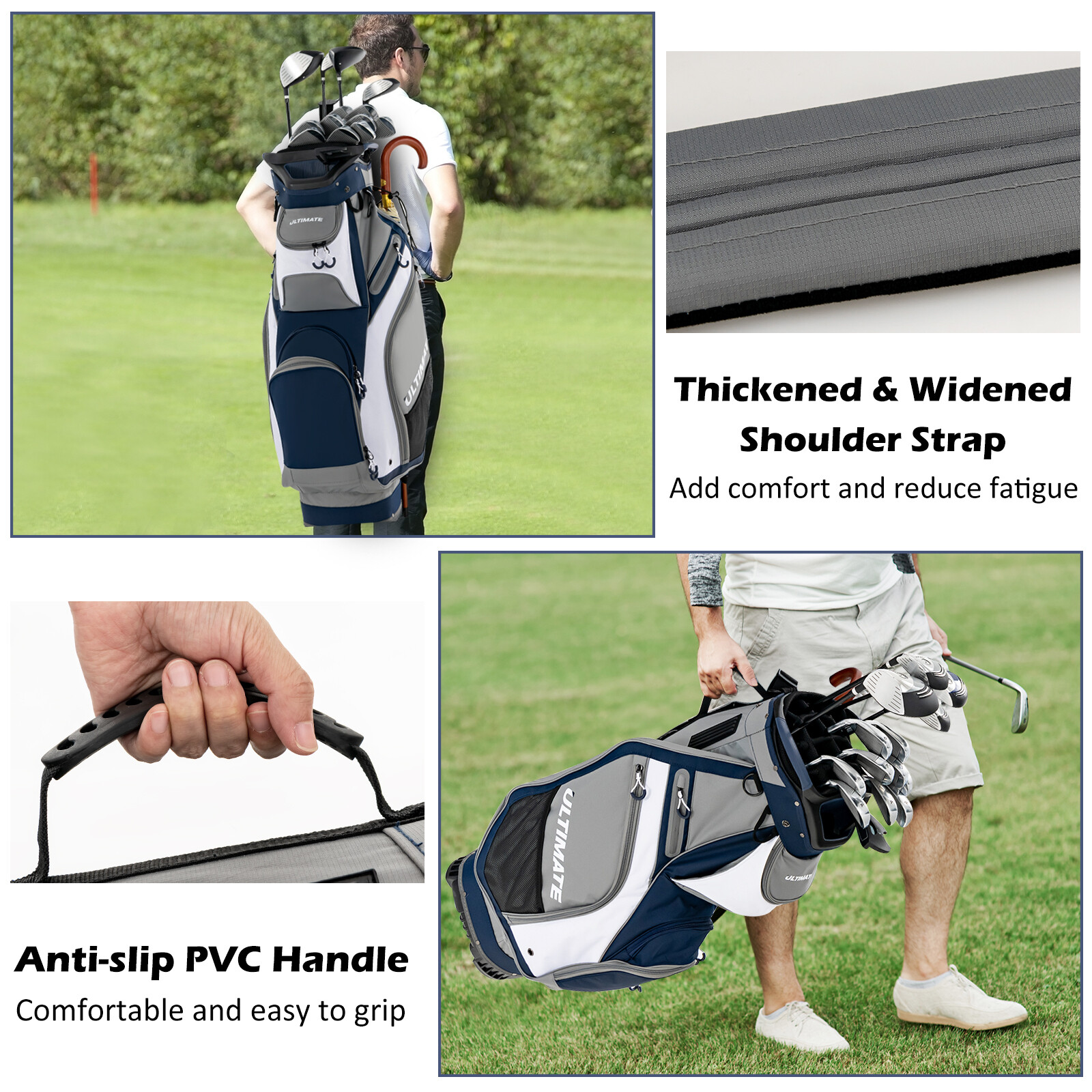 27 cm golfikott 14-suunalise vaheseina ja 7 lukuga taskuga - tumesinine
