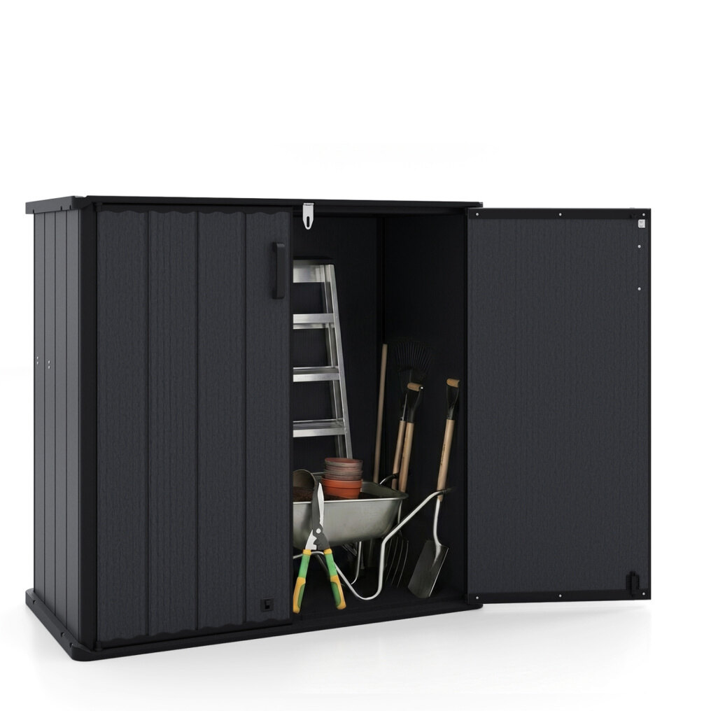 Weather Storage Box Outdoor Storage Shed 23.5 Cu.ft All-Weather Storage Box with Floor ...