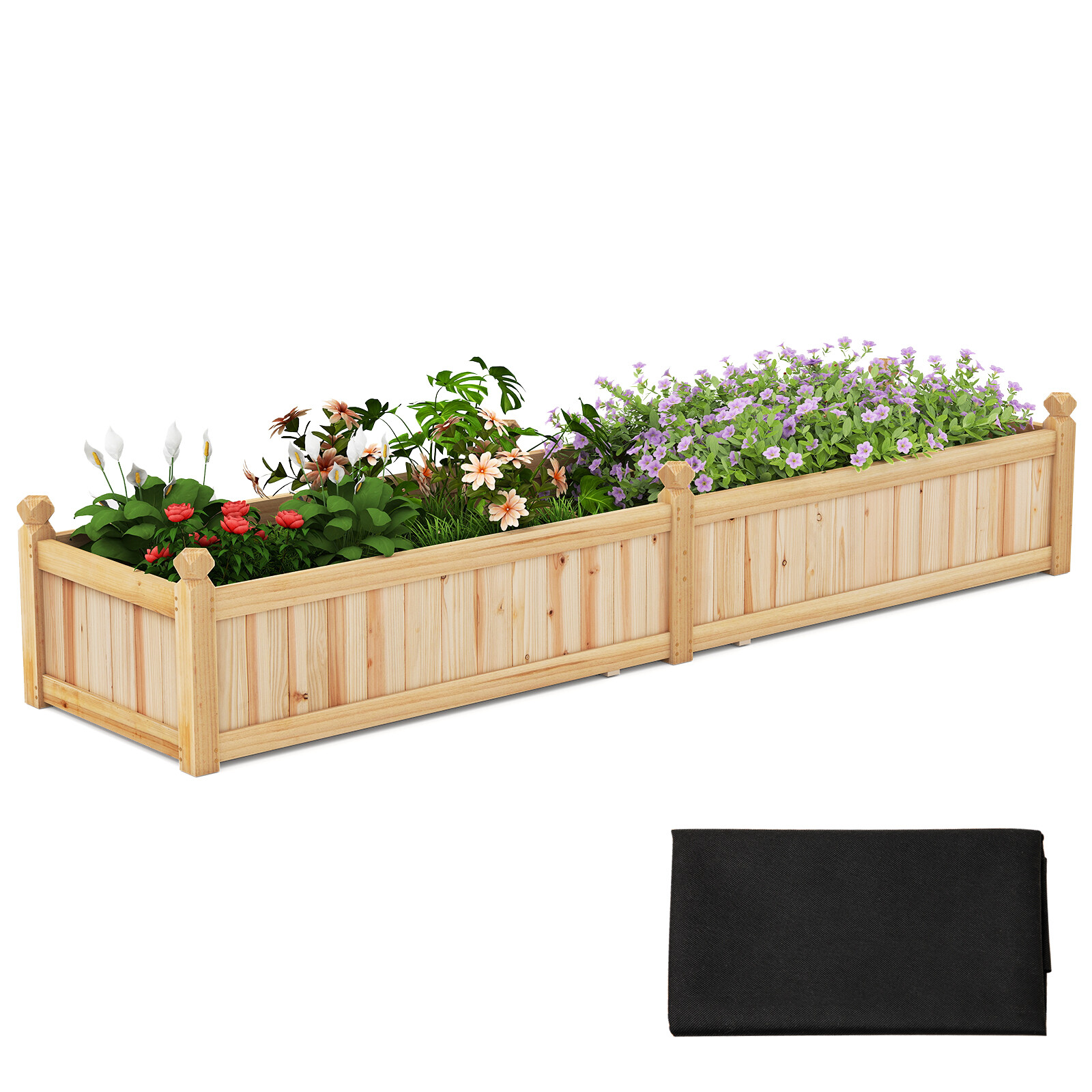 91 x 24 x 41 cm jagatav istutuskast nurgadrenaaži ja mittekootud voodriga köögiviljade kasvatamiseks - naturaalne