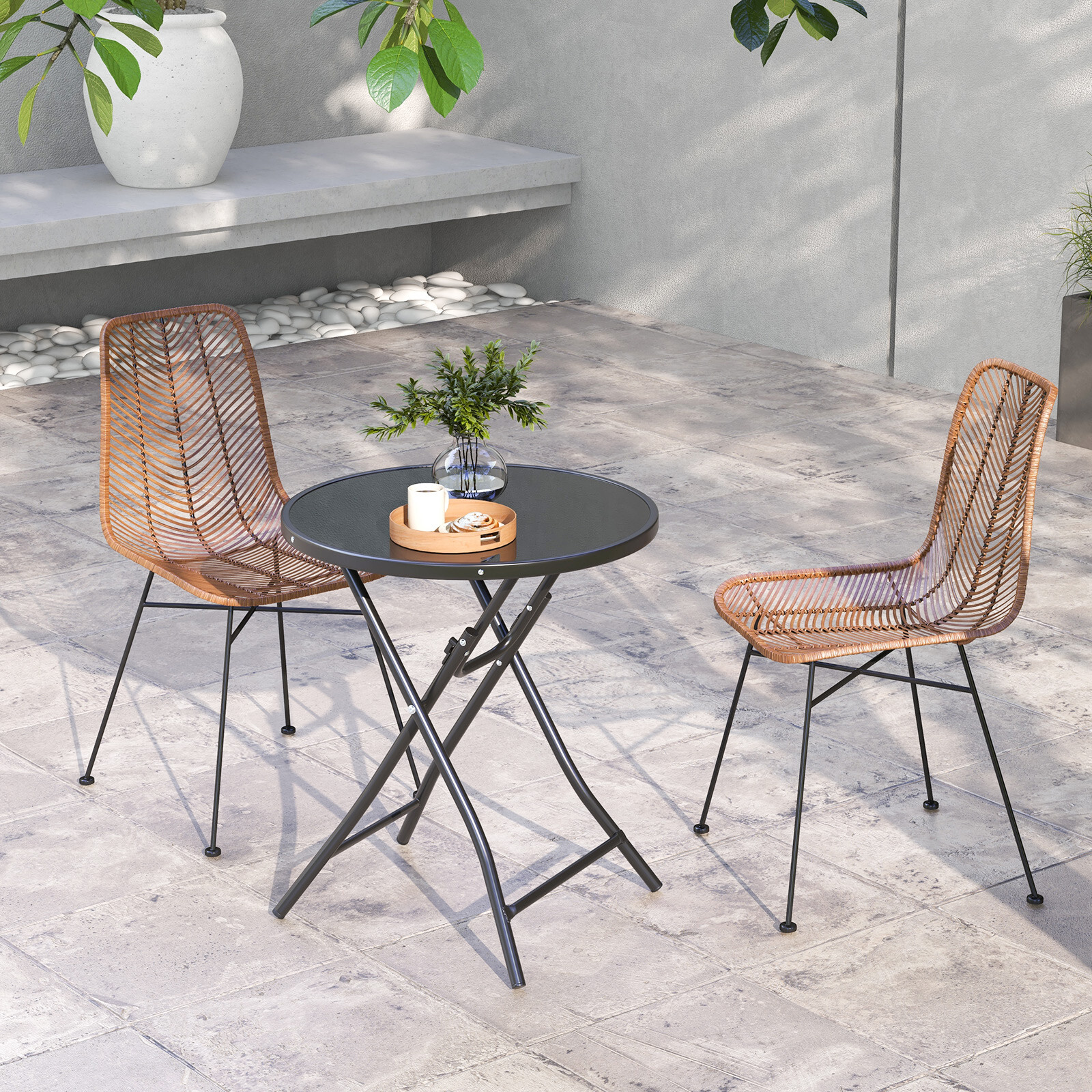 58 cm ümmargune bistroolaud karastatud klaasist lauaplaadiga
