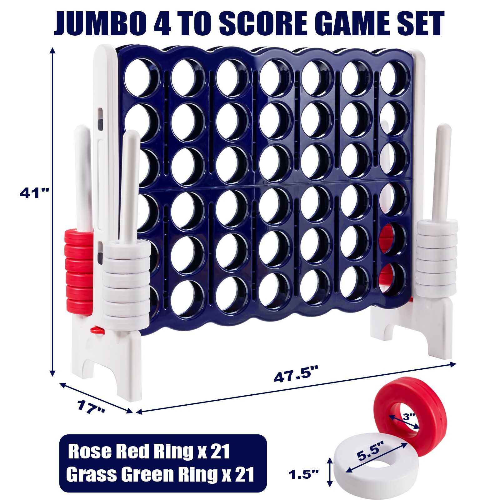Jumbo 4 in a Row 4-to-Score hiiglaslik mängukomplekt - valge