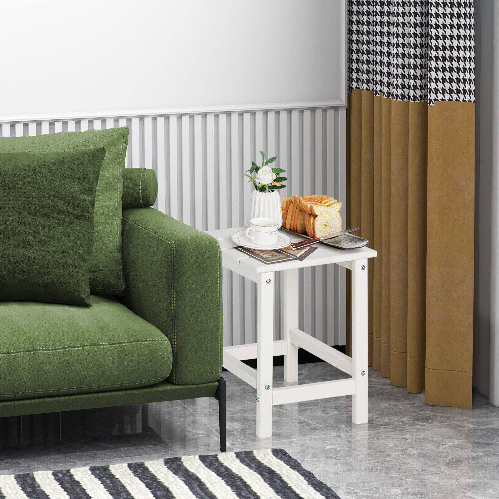 36 cm kandiline ilmastikukindel Adirondacki abilaud – valge