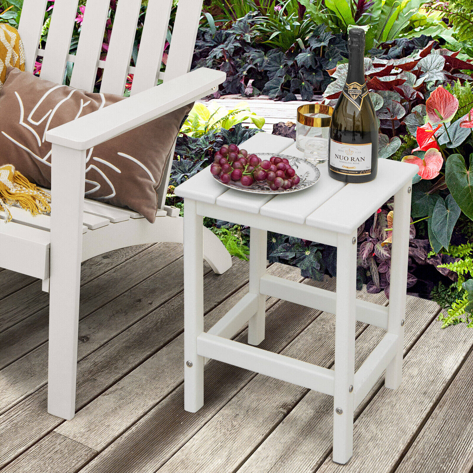 36 cm kandiline ilmastikukindel Adirondacki abilaud – valge