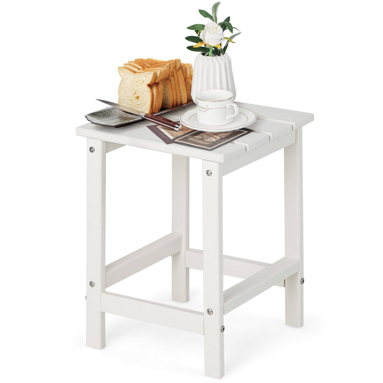 36 cm kandiline ilmastikukindel Adirondacki abilaud – valge