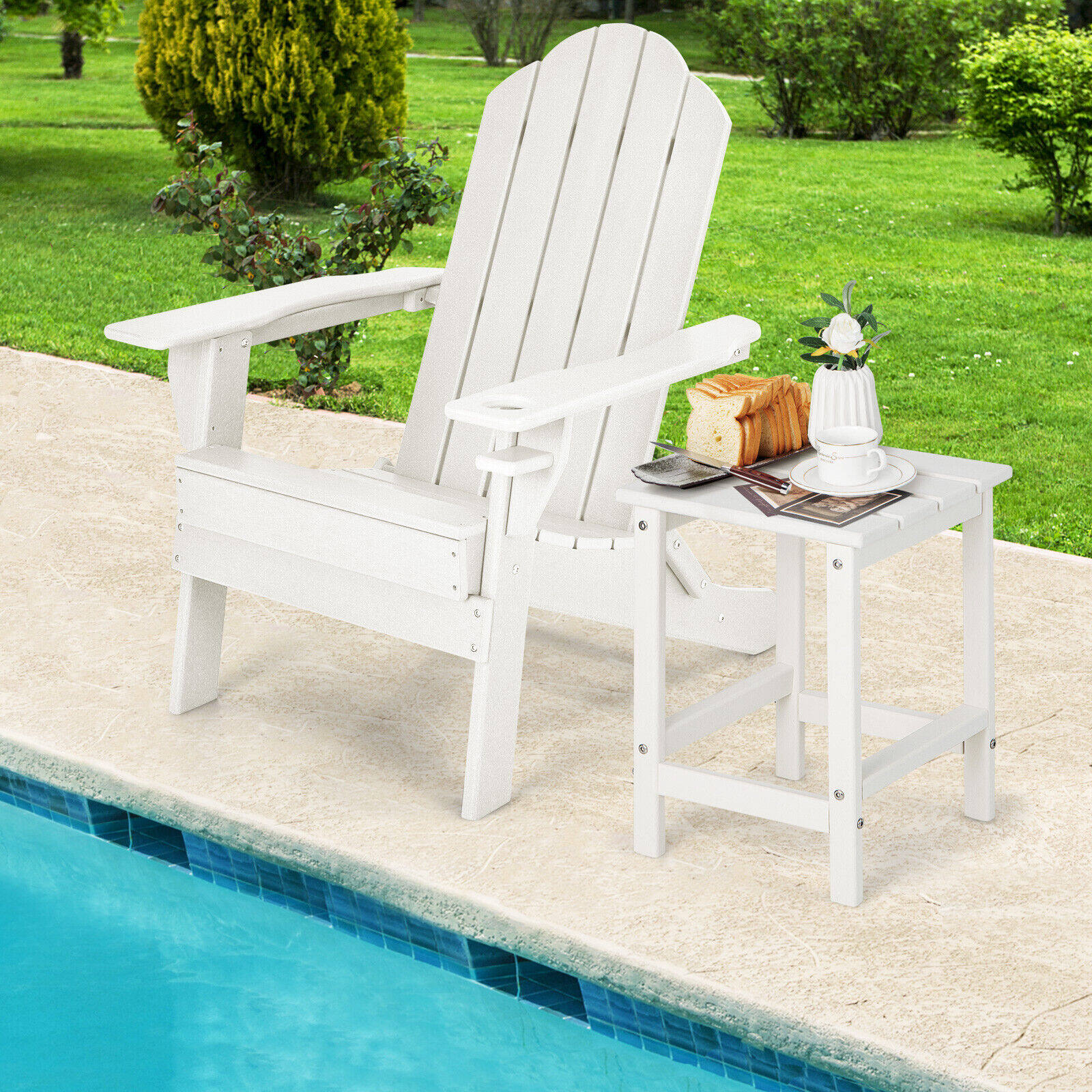 36 cm kandiline ilmastikukindel Adirondacki abilaud – valge