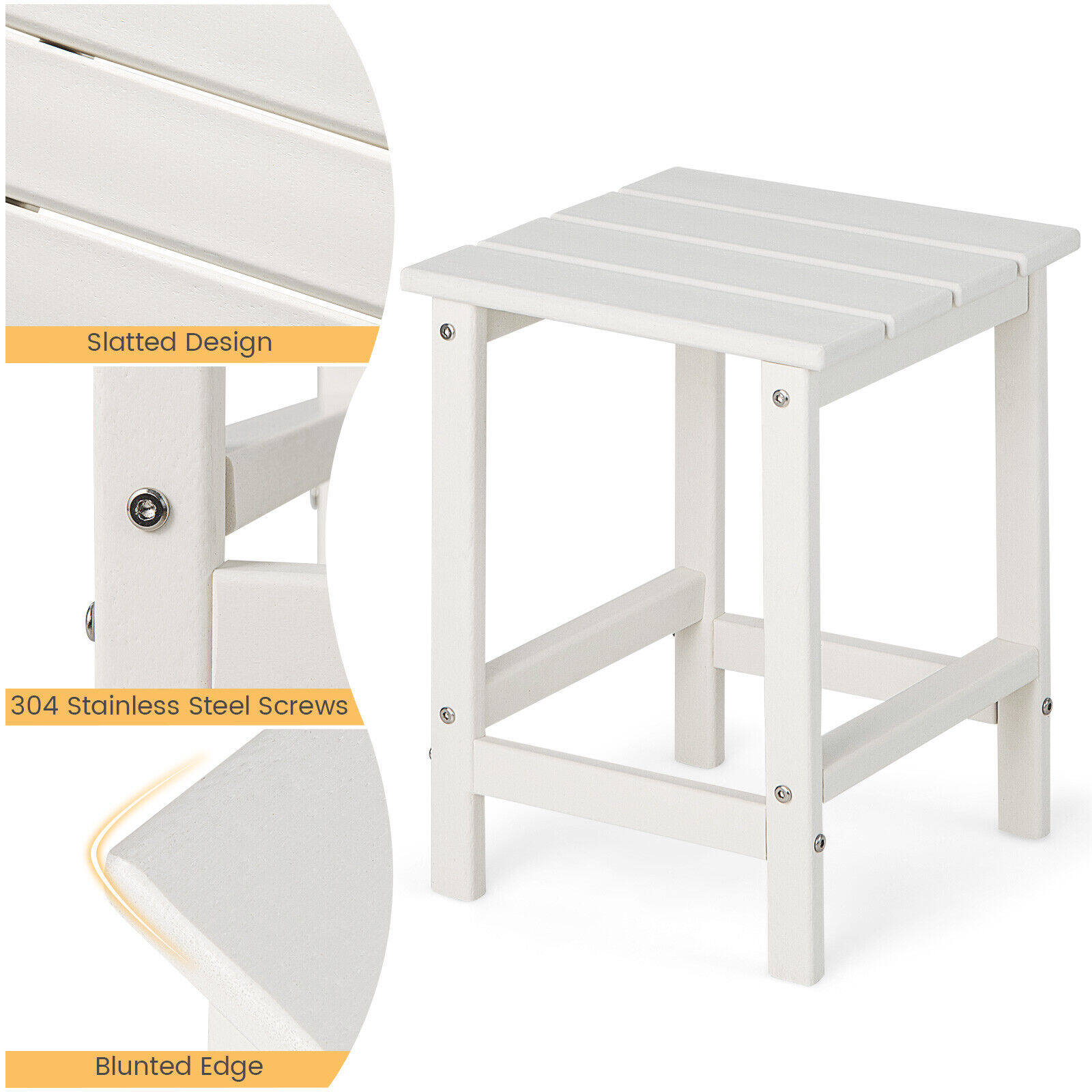 36 cm kandiline ilmastikukindel Adirondacki abilaud – valge