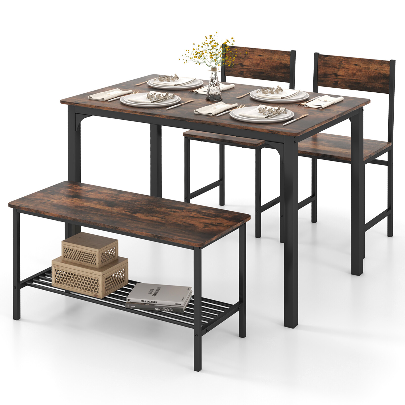 Immagine prodotto - Set da pranzo tavolo panca e sedie