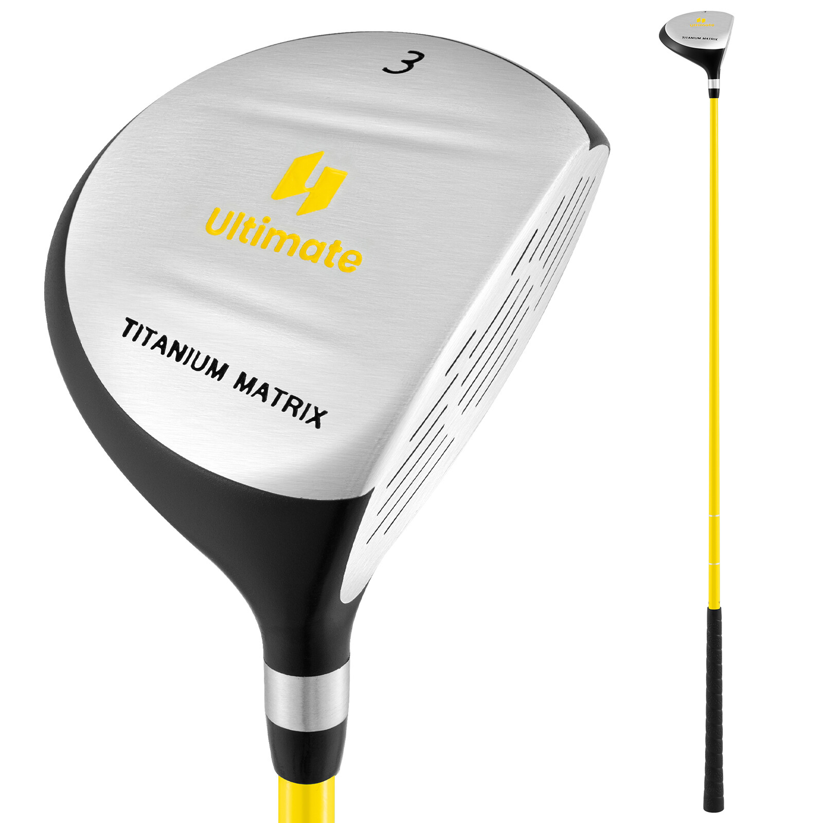 86 cm 165 CC Junior #3 Fairway puidust golfikepp klaaskiust varrega lastele vanuses 8-10 - kollane