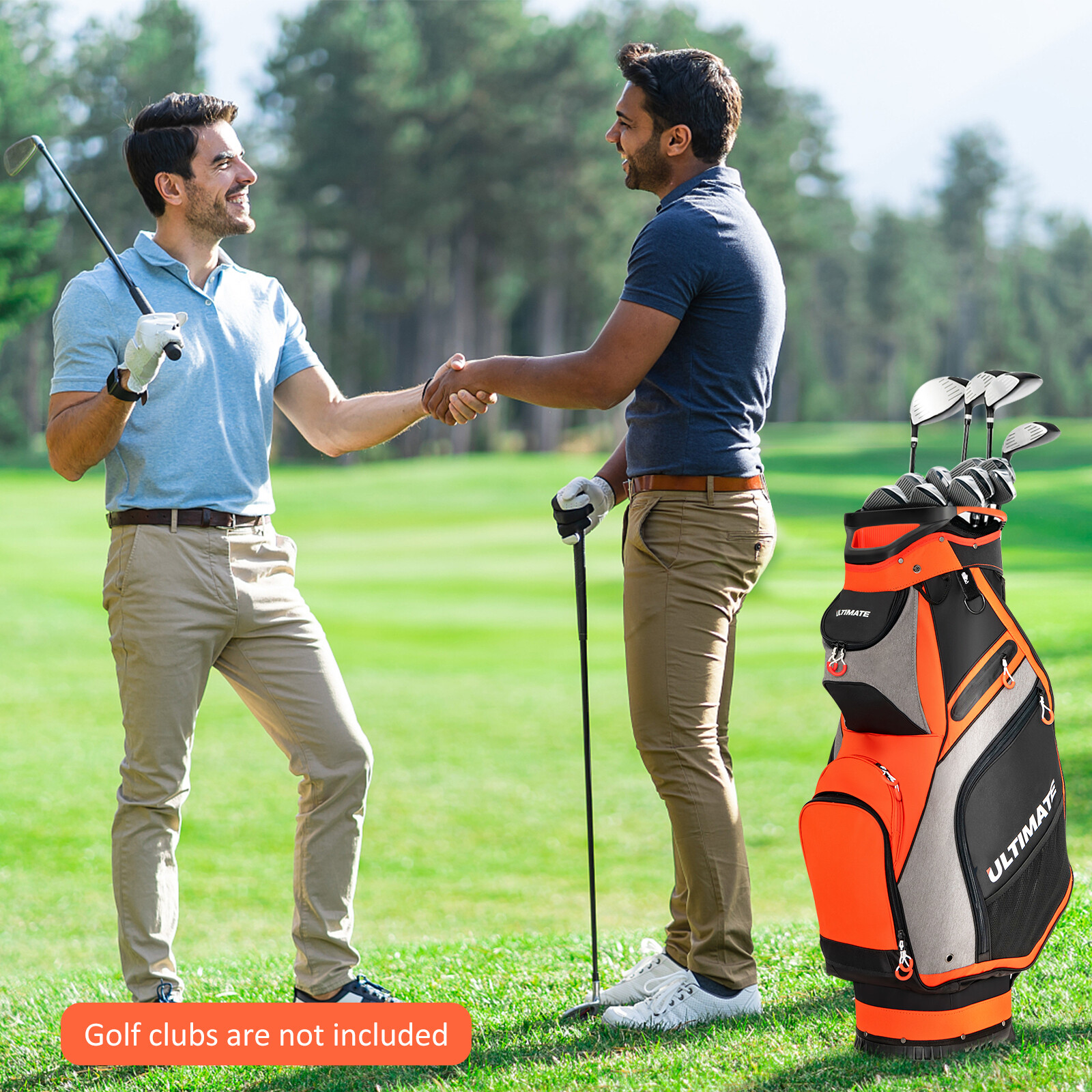 27 cm golfikott 14-suunalise vaheseina ja 7 lukuga taskuga - oranž