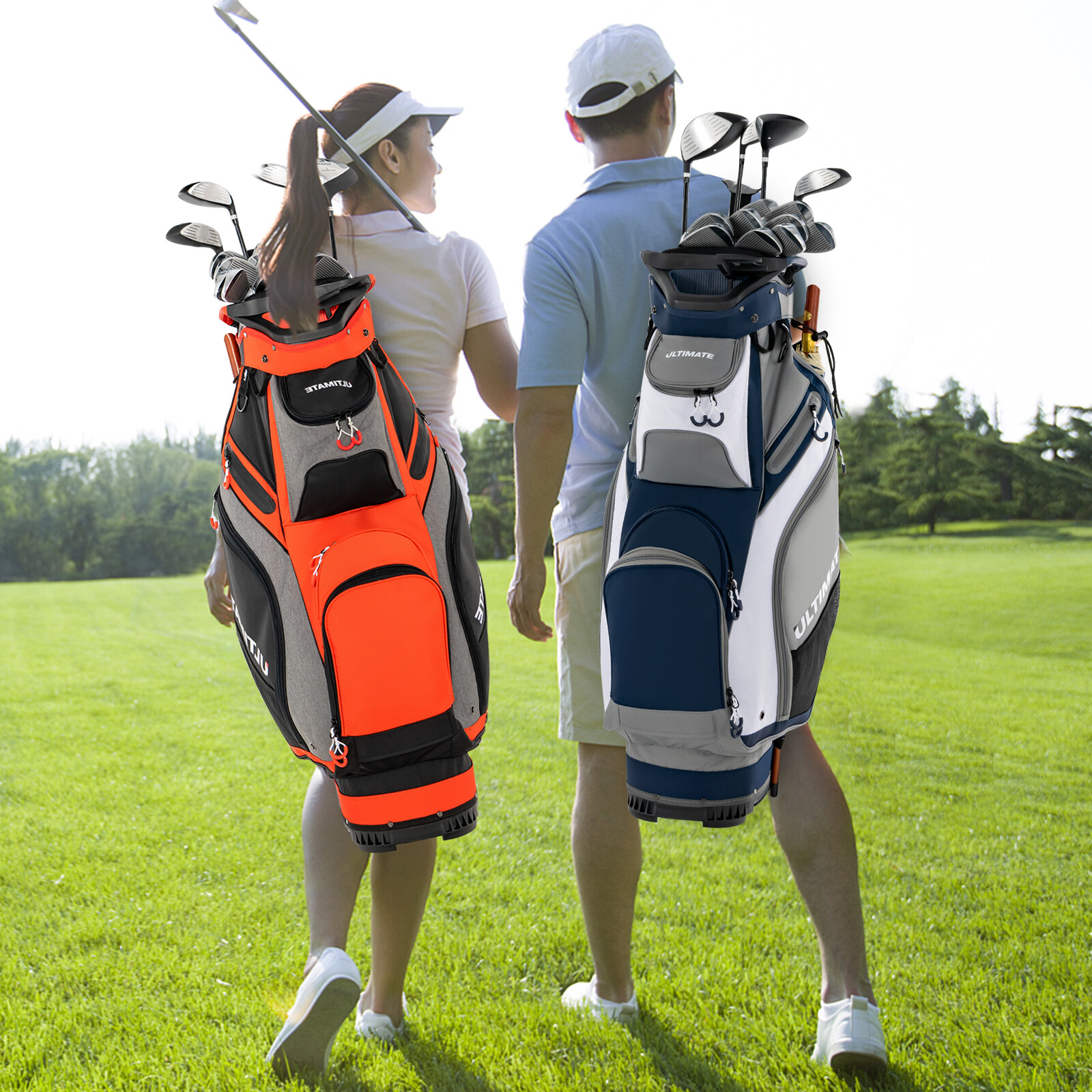 27 cm golfikott 14-suunalise vaheseina ja 7 lukuga taskuga - oranž