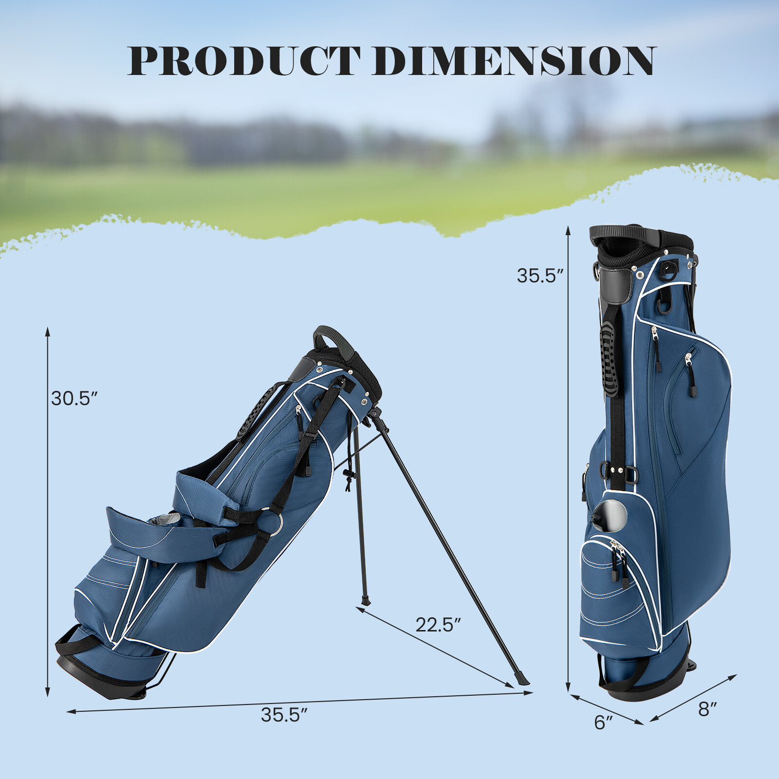 Golfikäru kott neljasuunalise jagajaga ja kandekorraldaja taskutega - sinine
