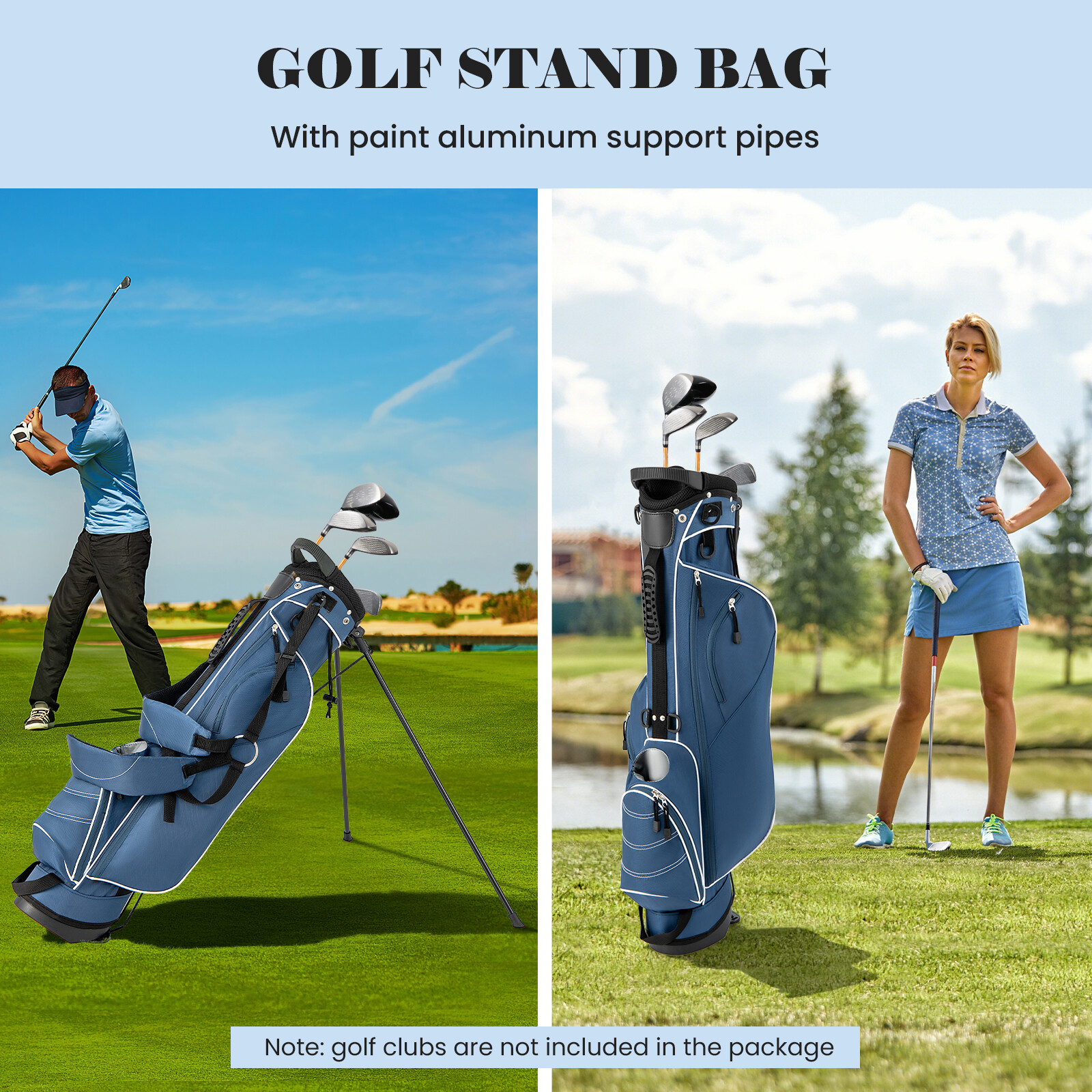Golfikäru kott neljasuunalise jagajaga ja kandekorraldaja taskutega - sinine
