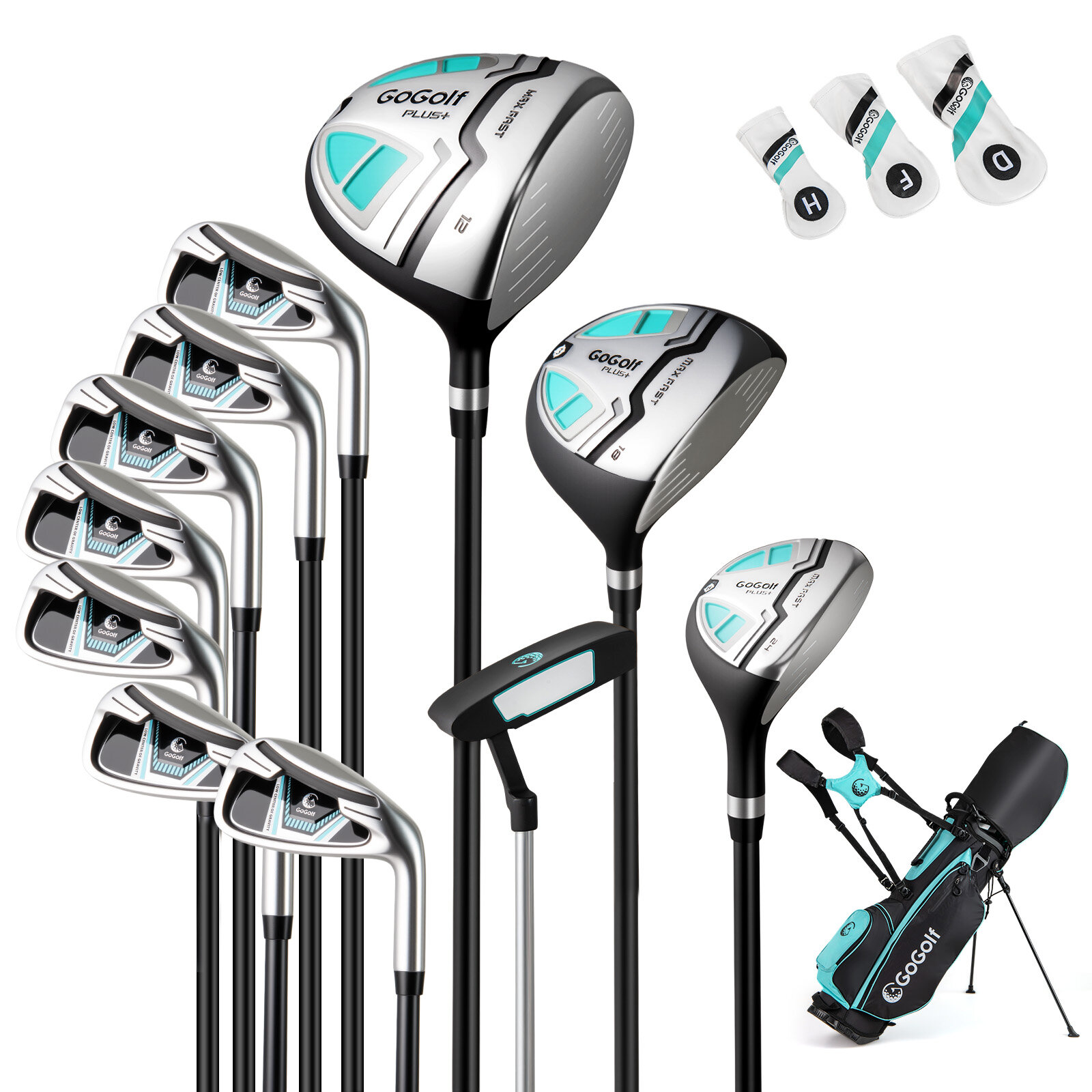 Naiste golfikeppide ja -koti komplekt, golfikott – roheline