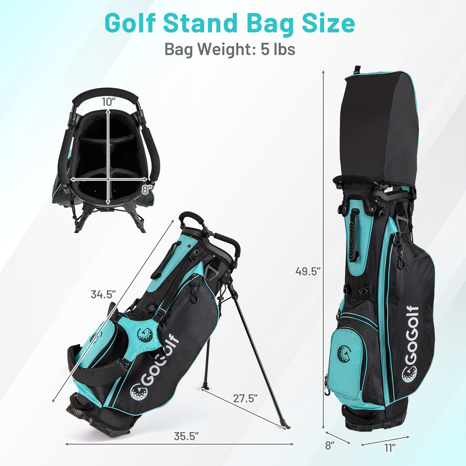 Naiste golfikeppide ja -koti komplekt, golfikott – roheline