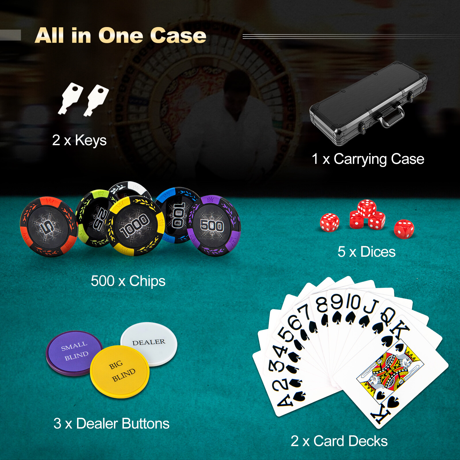 14-grammine Texas Holdem pokkeri žetoonide komplekt