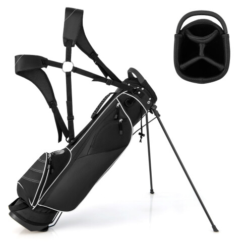 Golfikäru kott neljasuunalise jagajaga ja kandekorraldaja taskutega - must