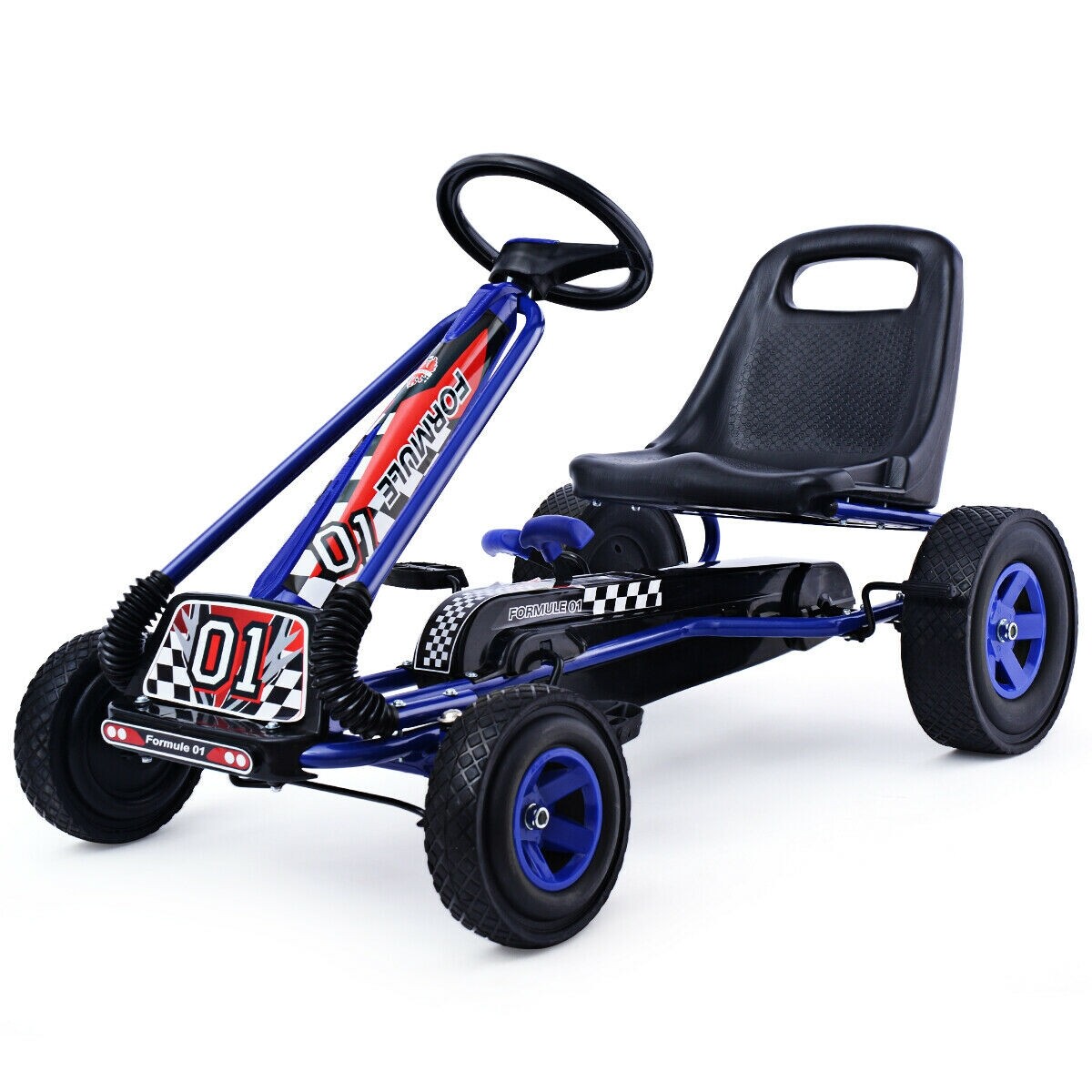 4 ratast lastele pedaalidega jalgrattaga go kart võidusõiduauto õues mängitav mänguasi - sinine