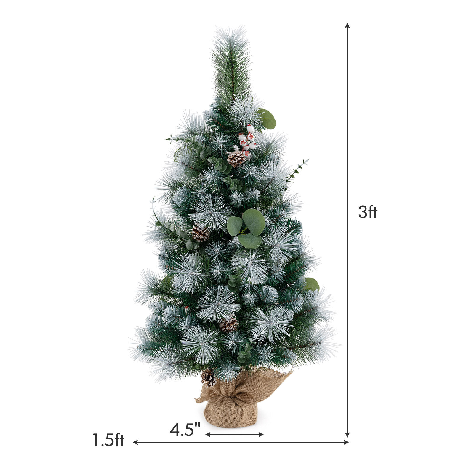 98 flokeeritud PVC ja männiokastega eelvalgustatud kunstkuusk 98 flokeeritud PVC-st ja männiokastest