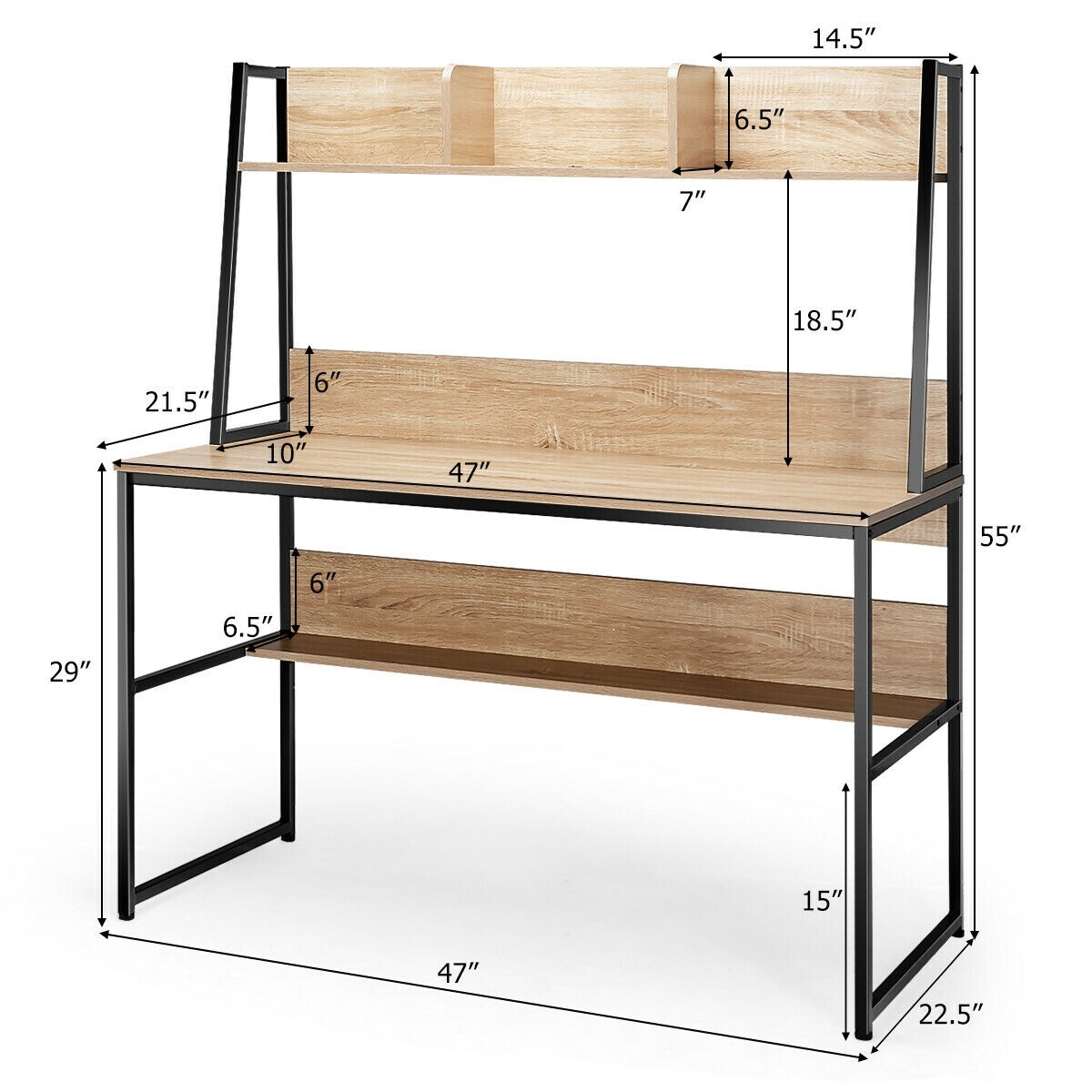 119 cm arvutilaud, kirjutuslaud, tööjaam - naturaalne