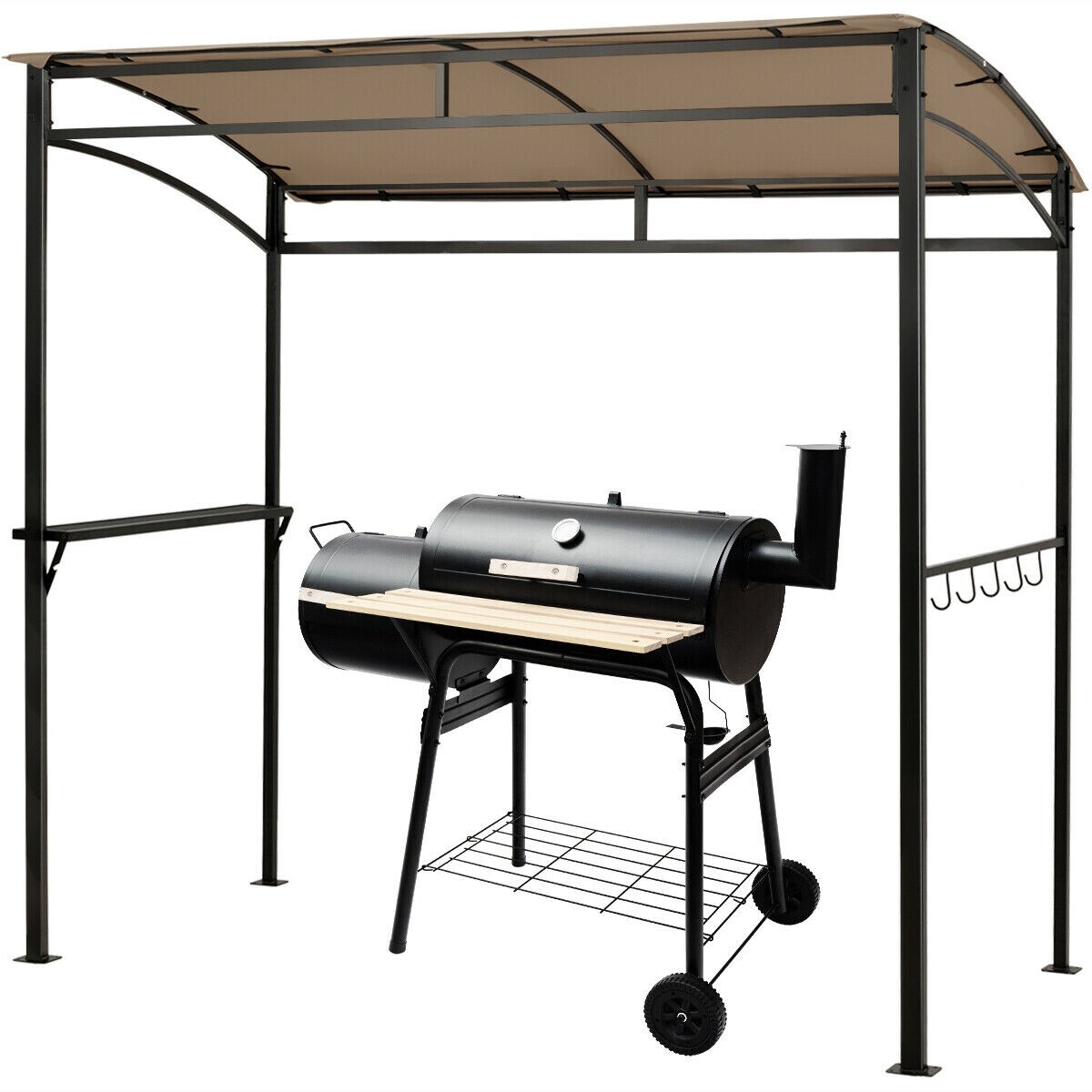 7 x 4,5 jala (2,1 x 1,9 m) grillvarikatus õue terrassile aeda grilli varikatus - pruun