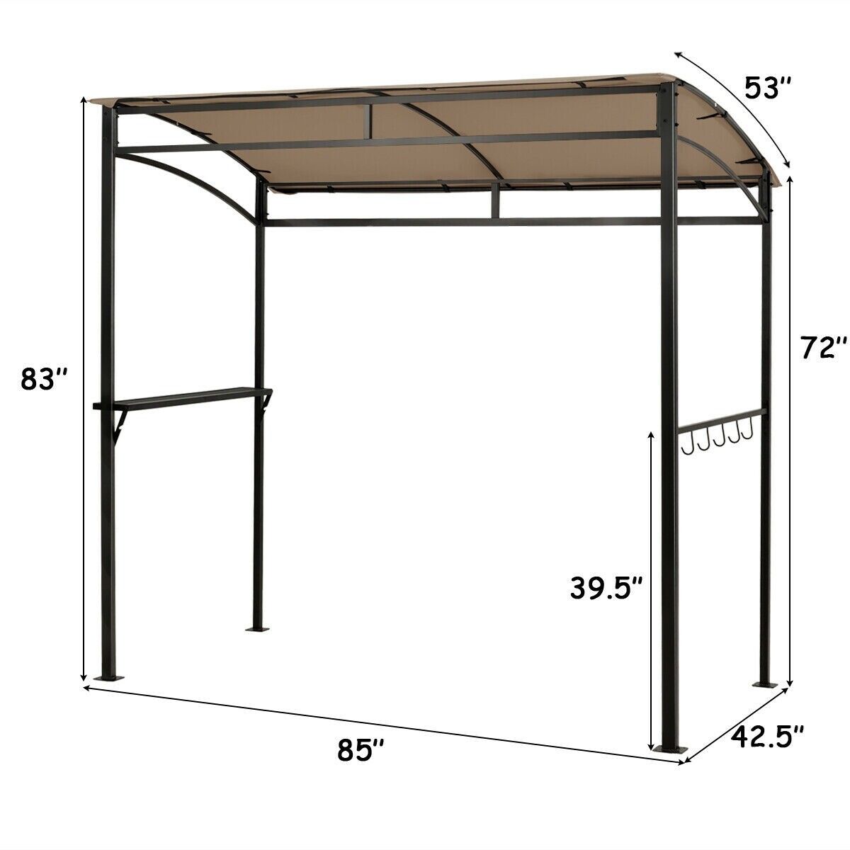 7 x 4,5 jala (2,1 x 1,9 m) grillvarikatus õue terrassile aeda grilli varikatus - pruun