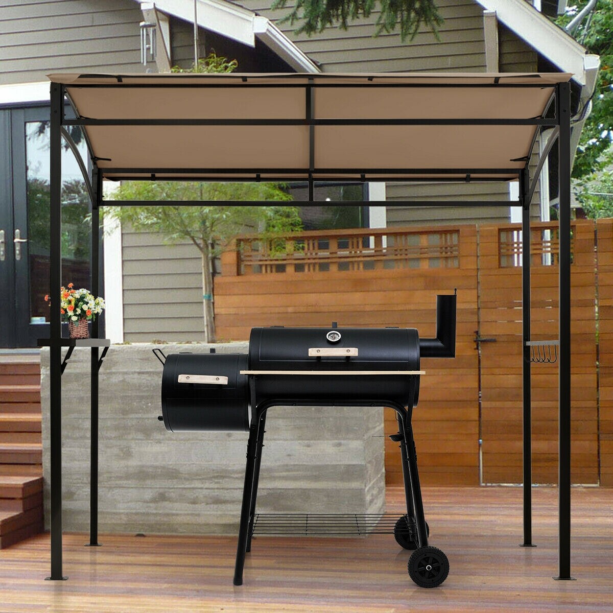 7 x 4,5 jala (2,1 x 1,9 m) grillvarikatus õue terrassile aeda grilli varikatus - pruun