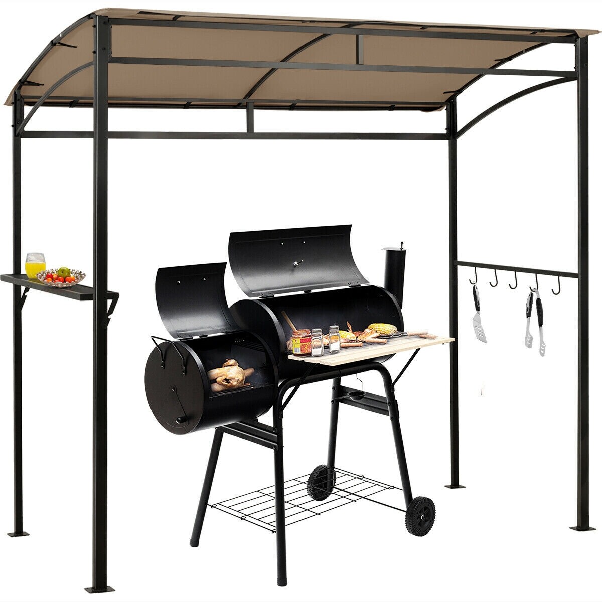 7 x 4,5 jala (2,1 x 1,9 m) grillvarikatus õue terrassile aeda grilli varikatus - pruun