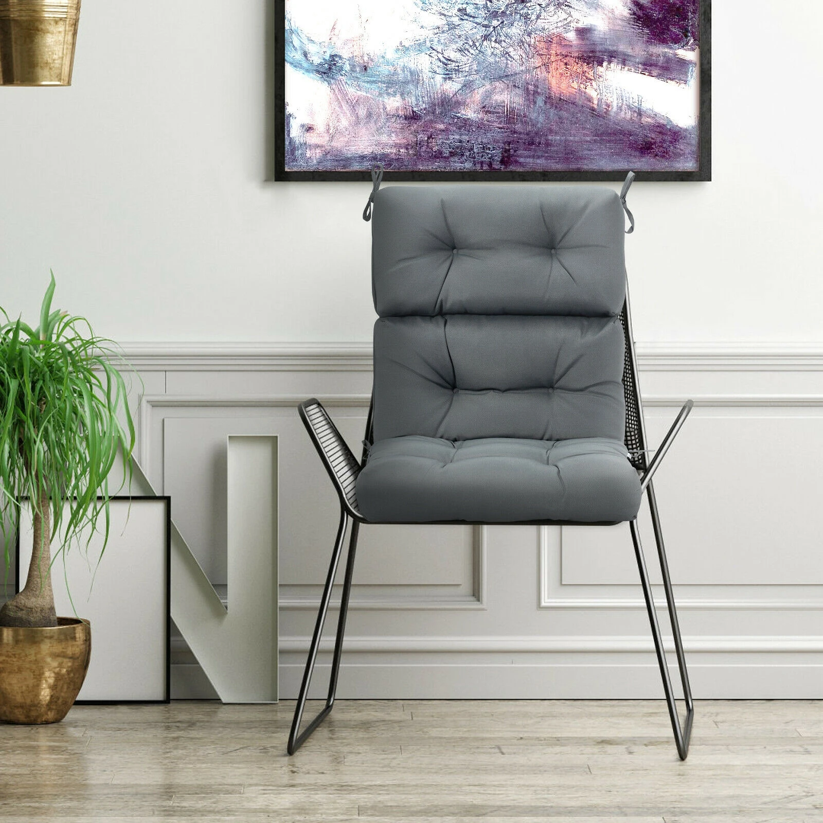 22 x 112 cm tepitud õuetooli istmepadi – hall