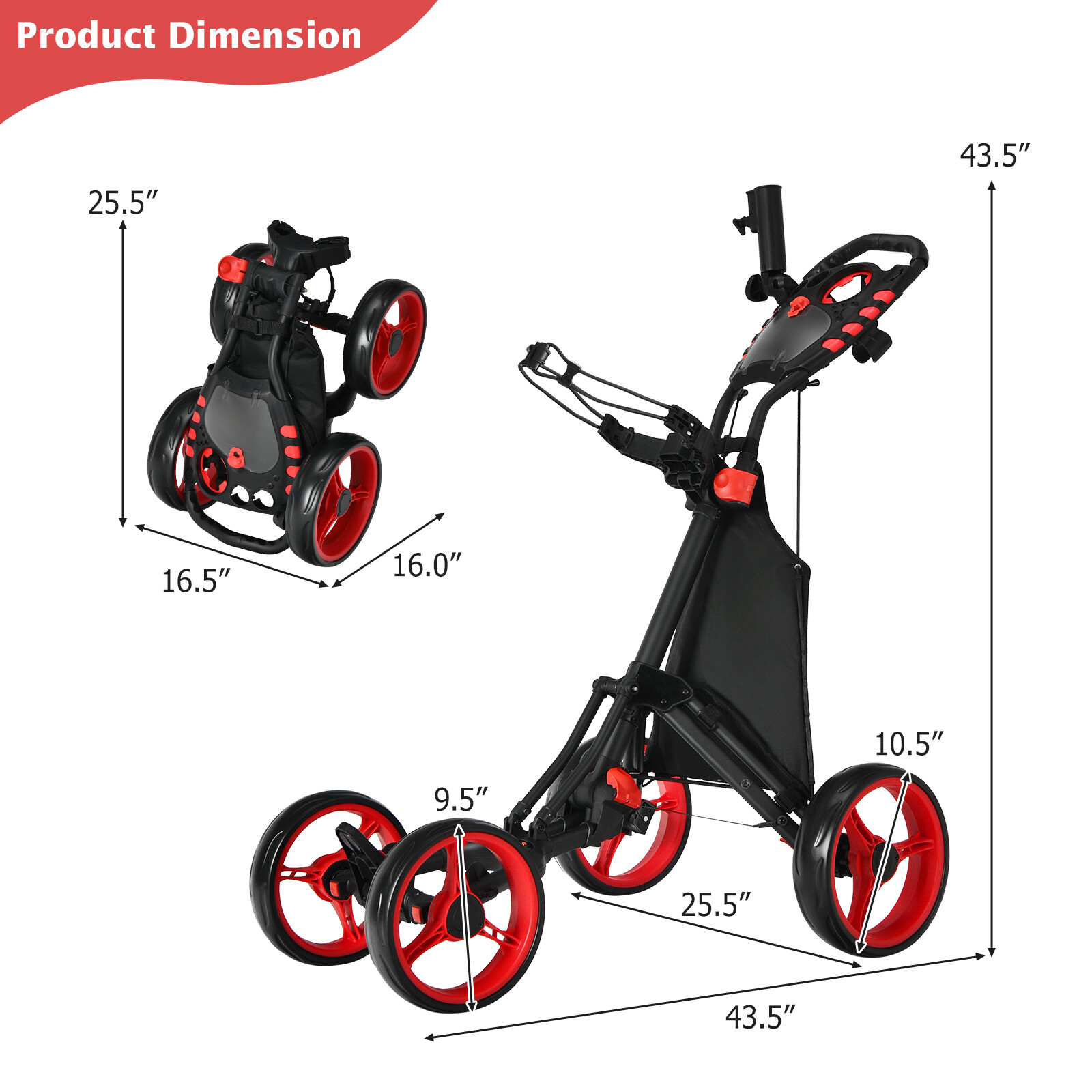 Golfikäru jalgpiduriga - punane