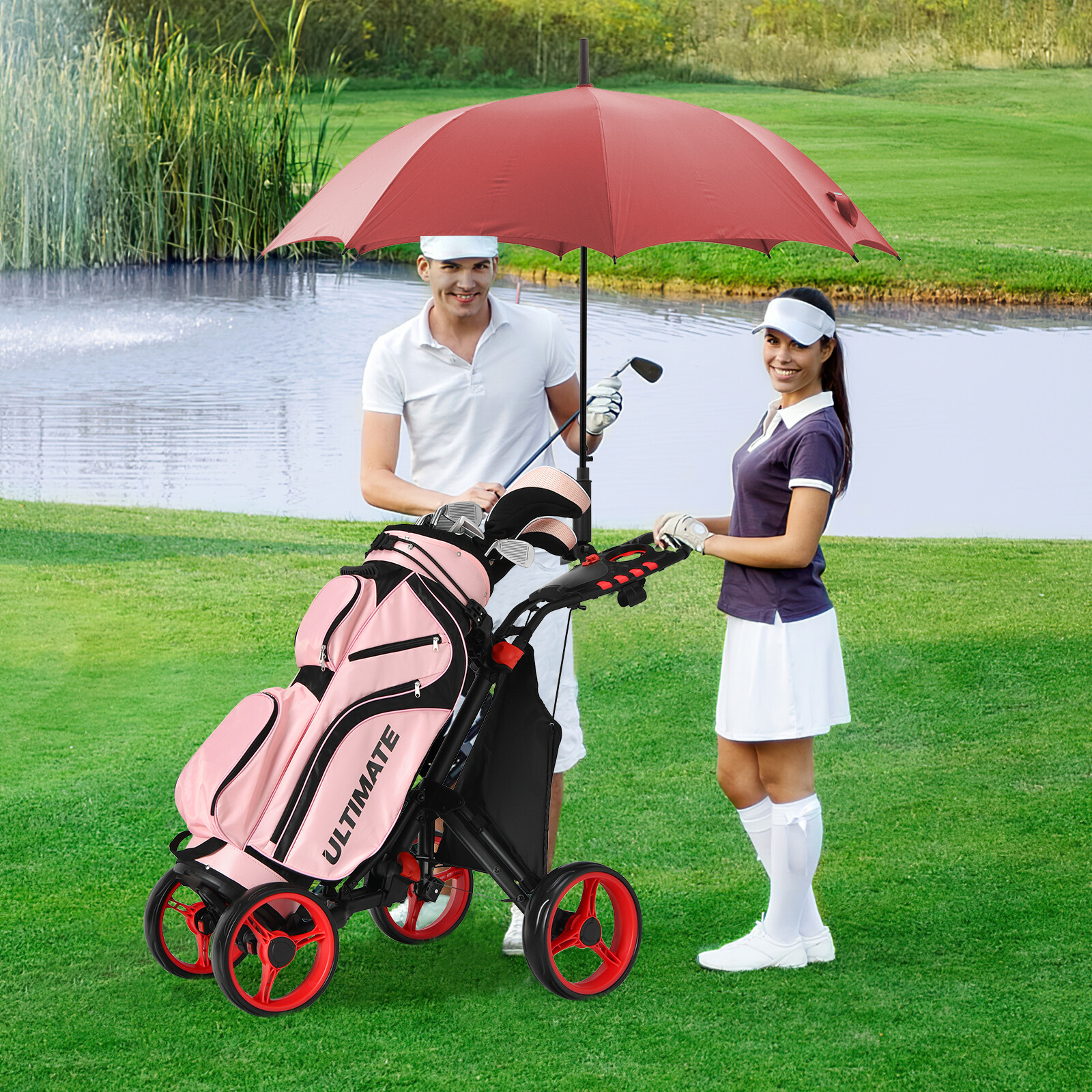 Golfikäru jalgpiduriga - punane