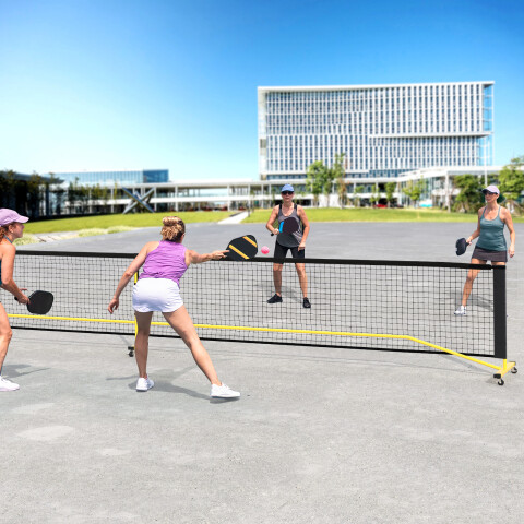 22 jala pikkune kaasaskantav pickleballi võrk 6 lukustatava ratta ja kandekotiga