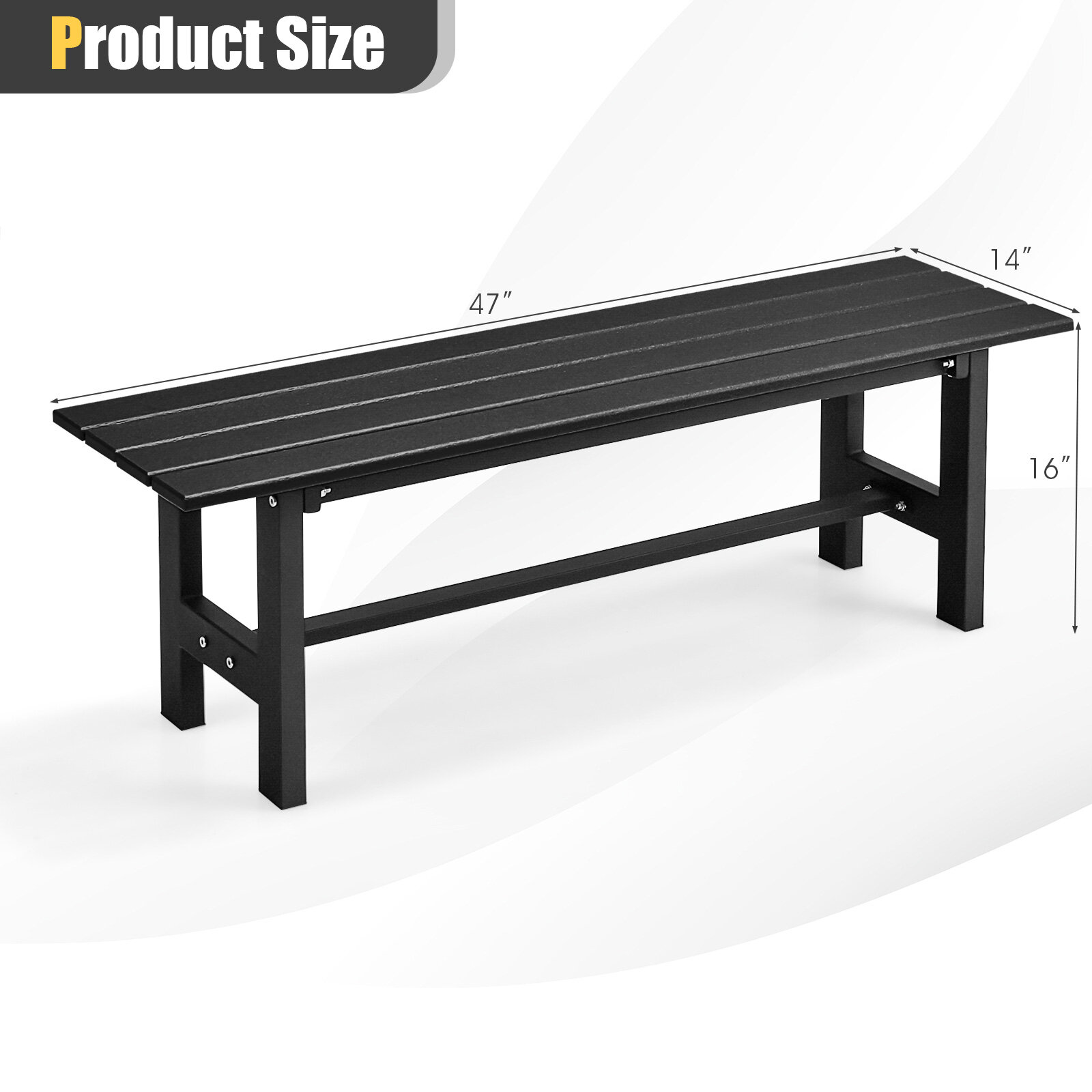 119 cm aiatool liistudest istmega, plastkattega raudraam - must