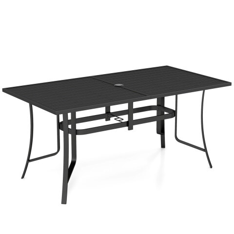 160 cm x 84 cm ristkülikukujuline metallist terrassilaud 6 inimesele - must