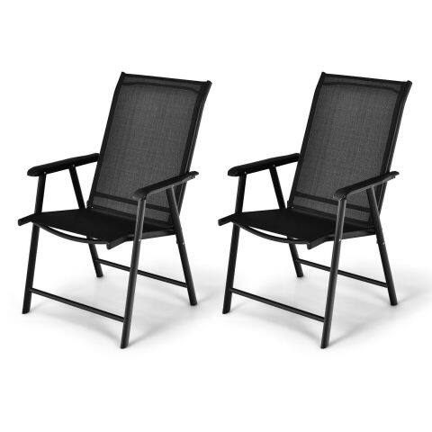 2 kokkupandava tooli komplekt ergonoomiliste käetugedega - must