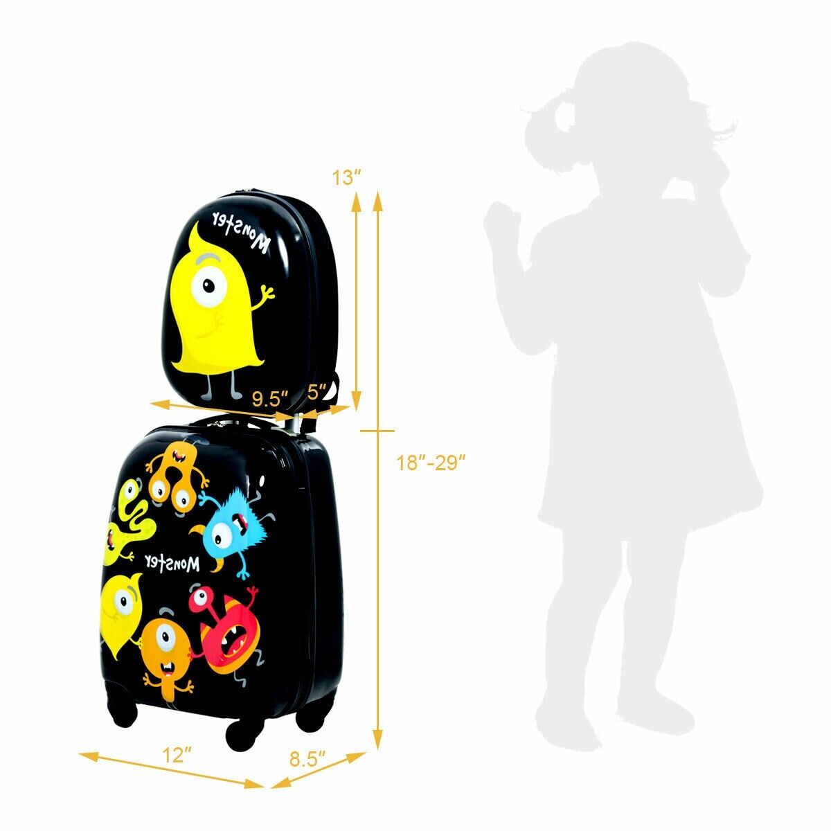 2-osaline laste kohvrikomplekt 30 cm seljakott ja 41 cm ratastel kohver