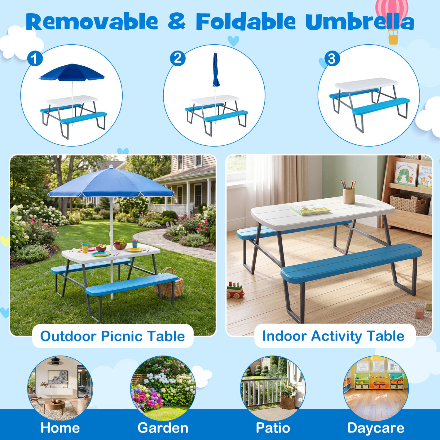 Immagine prodotto - Dettaglio tavolo da picnic per bambini