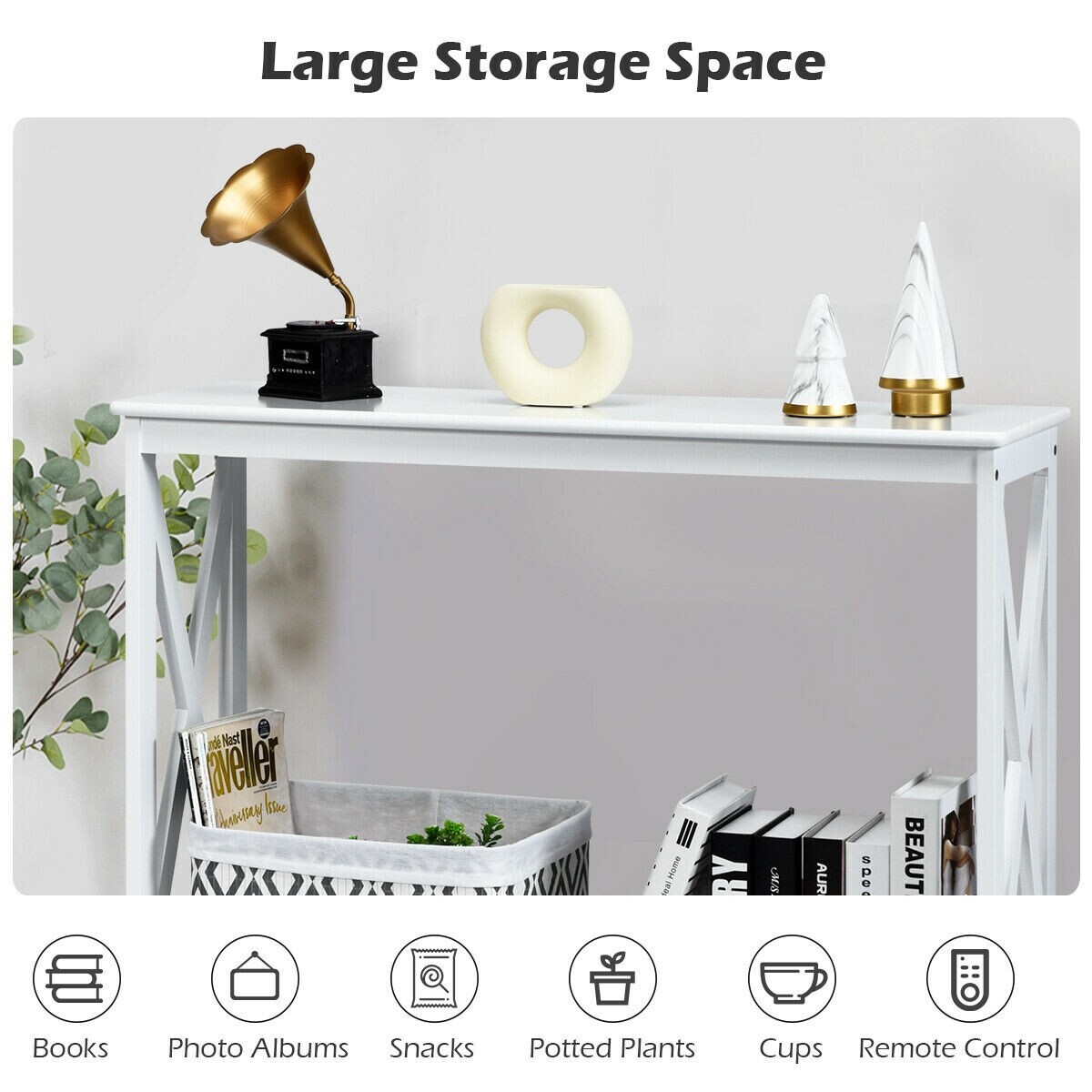 Kahetasandiline konsoollaud X-Design diivanile, valge