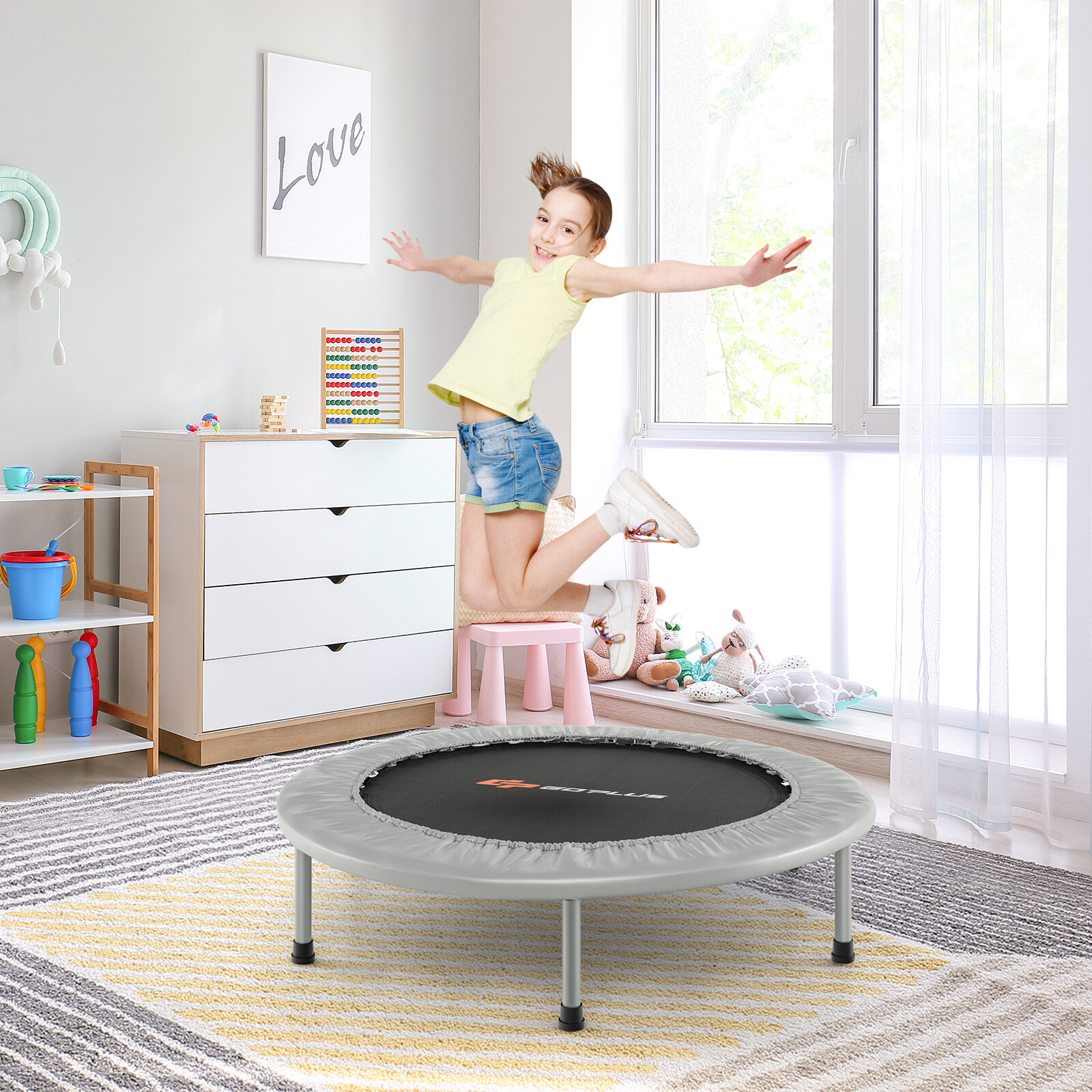 97 cm mini kokkupandav batuut kaasaskantav meelelahutuslik treeningvarustus - hall