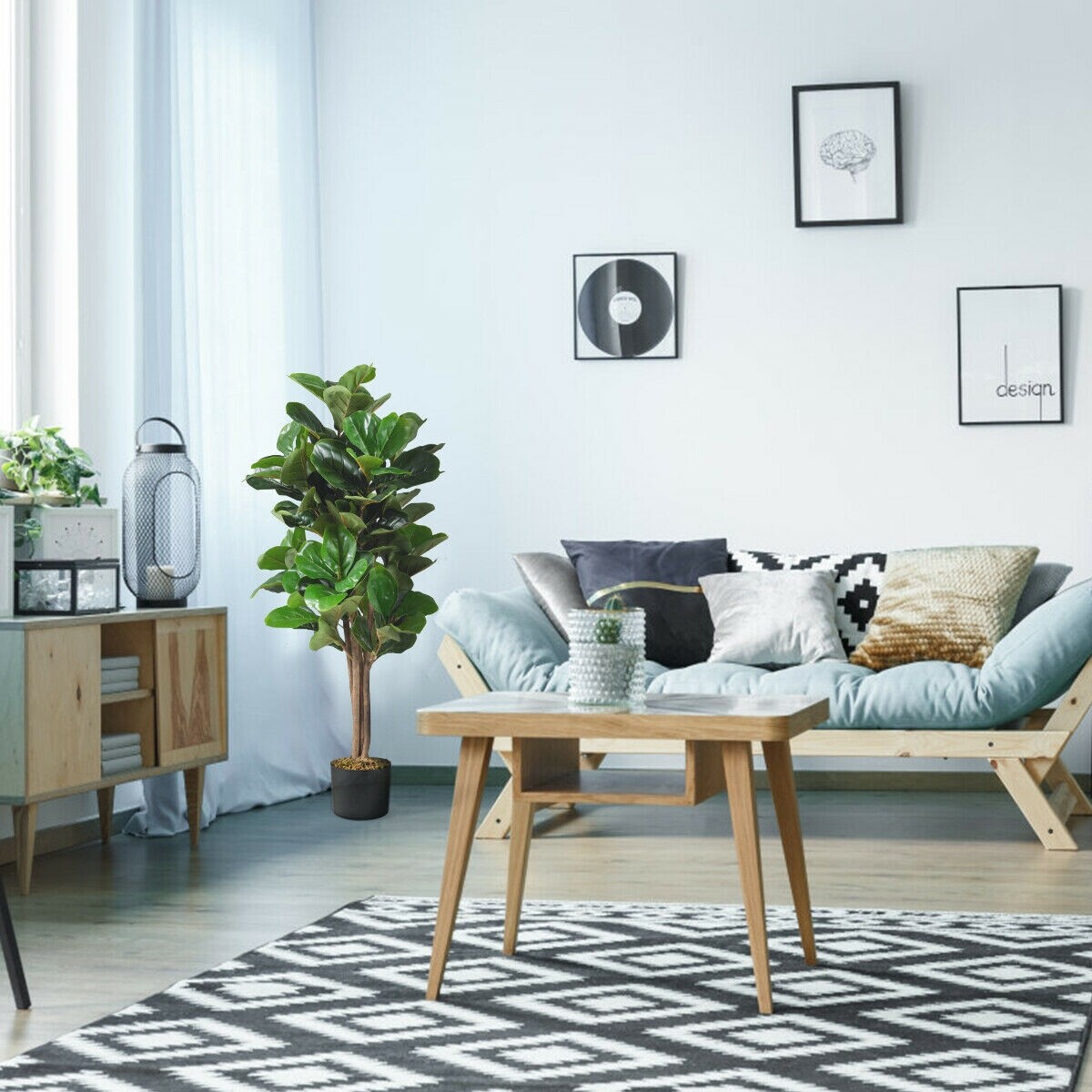 4 jala pikkune kunstlik viiulilehe viigipuu dekoratiivne istutusaedik