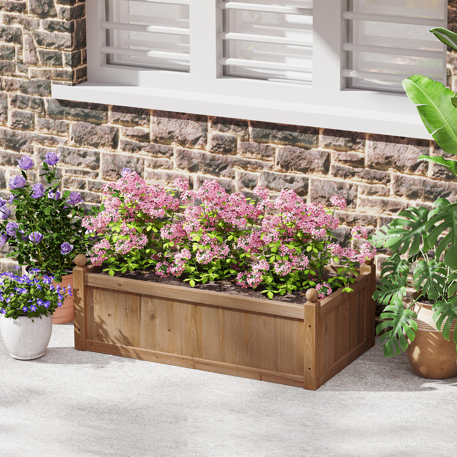 46 x 24 x 16 Inch Rectangular Planter Box with Drainage Holes for Backyard Garden Lawn-Brown 46 x 24 x 16 Inch Rectangular Planter Box with Drainage Holes for Backyard Garden Lawn-Brown