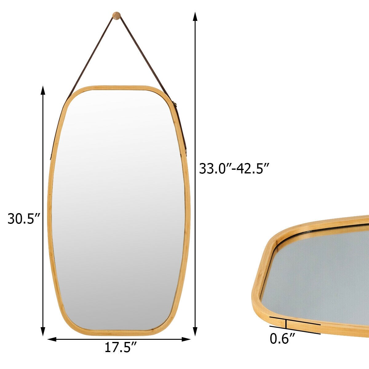 76 cm moodne ristkülikukujuline seinapeegel raamiga