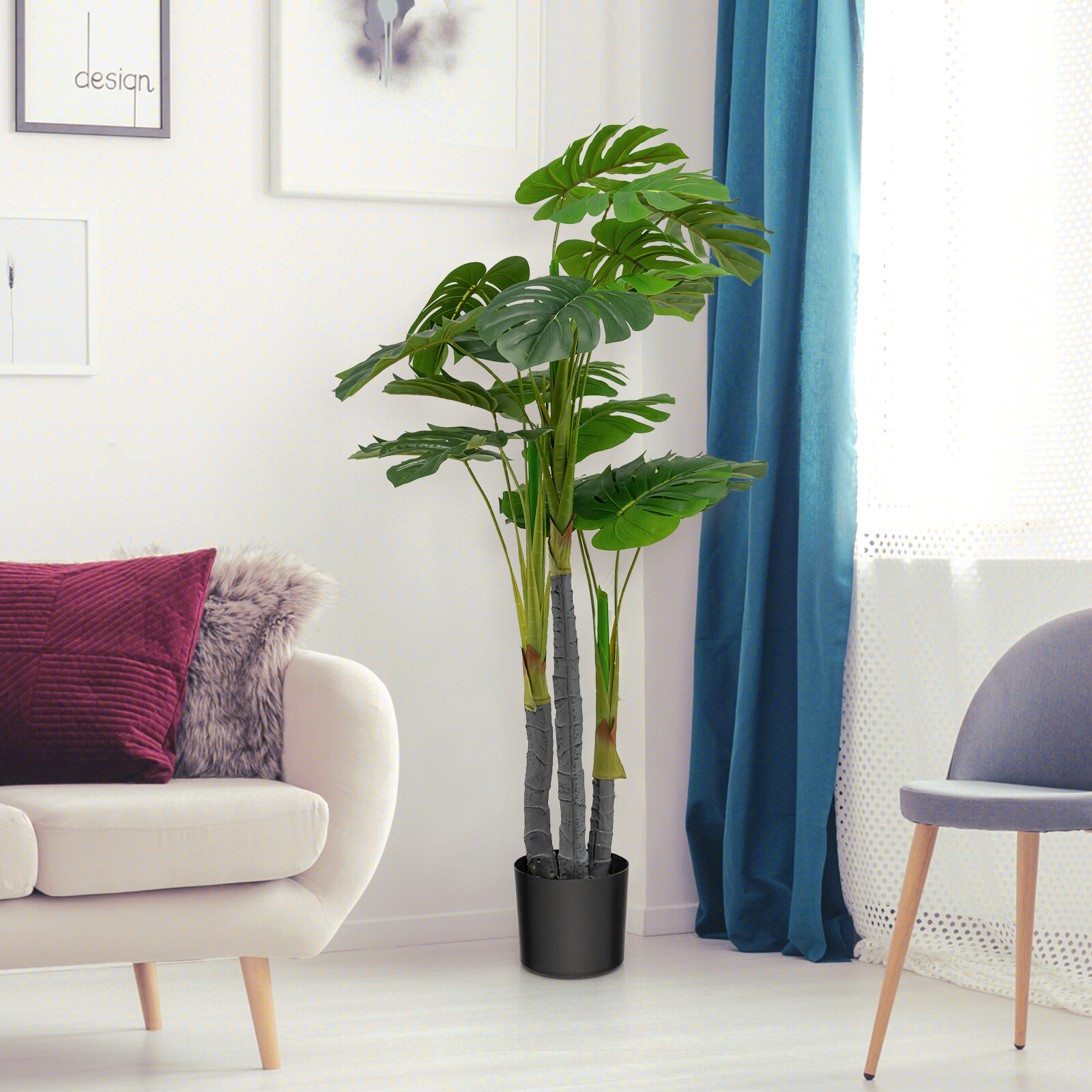 4 jala pikkune tehispuu, kunstlik monstera palmipuu, võltstaim