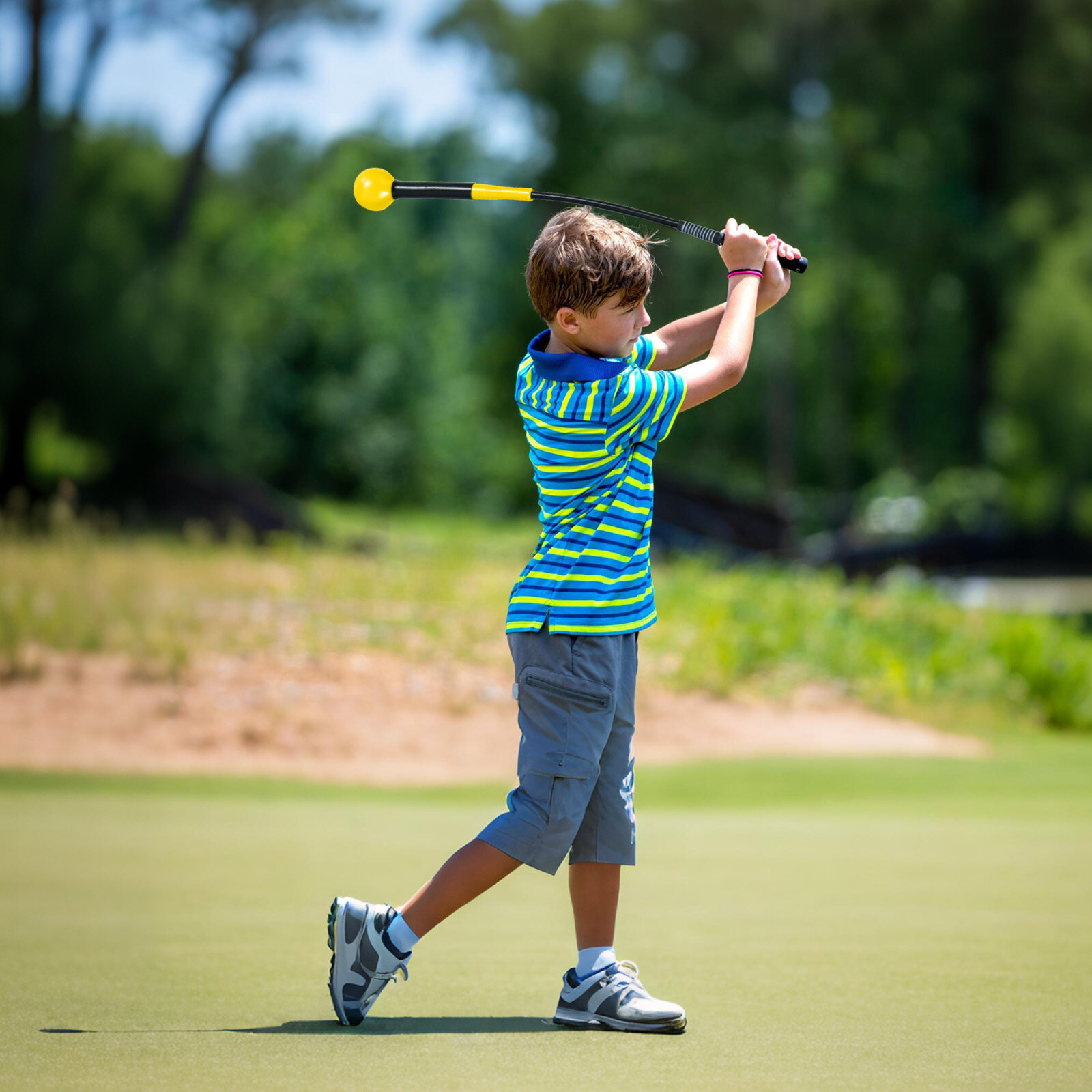 80 cm golfikiigu treeneri abivahend raskusega haarde, rütmi ja tasakaalu jaoks - kollane