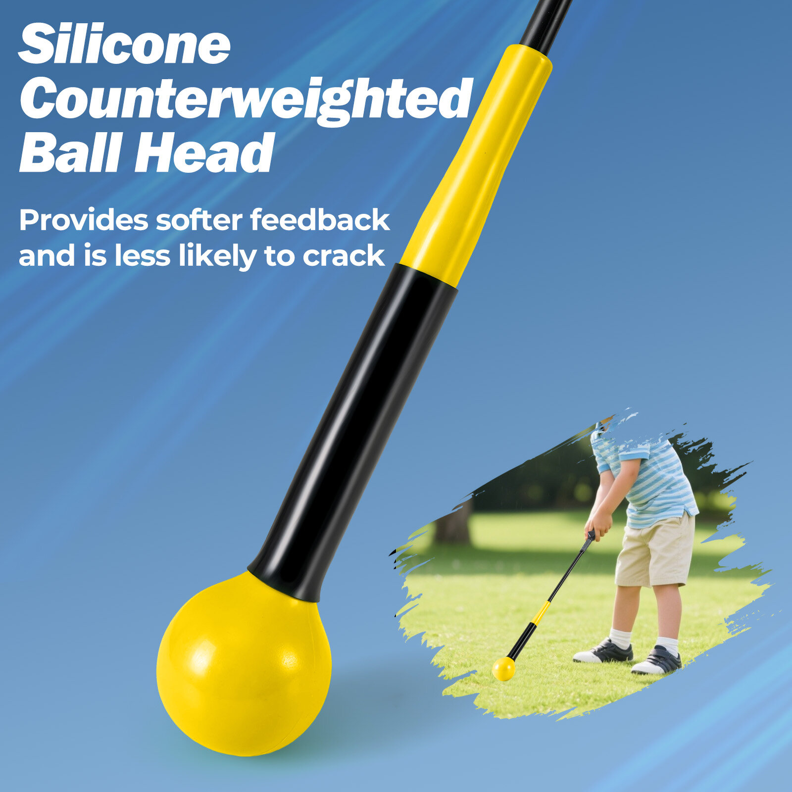 80 cm golfikiigu treeneri abivahend raskusega haarde, rütmi ja tasakaalu jaoks - kollane