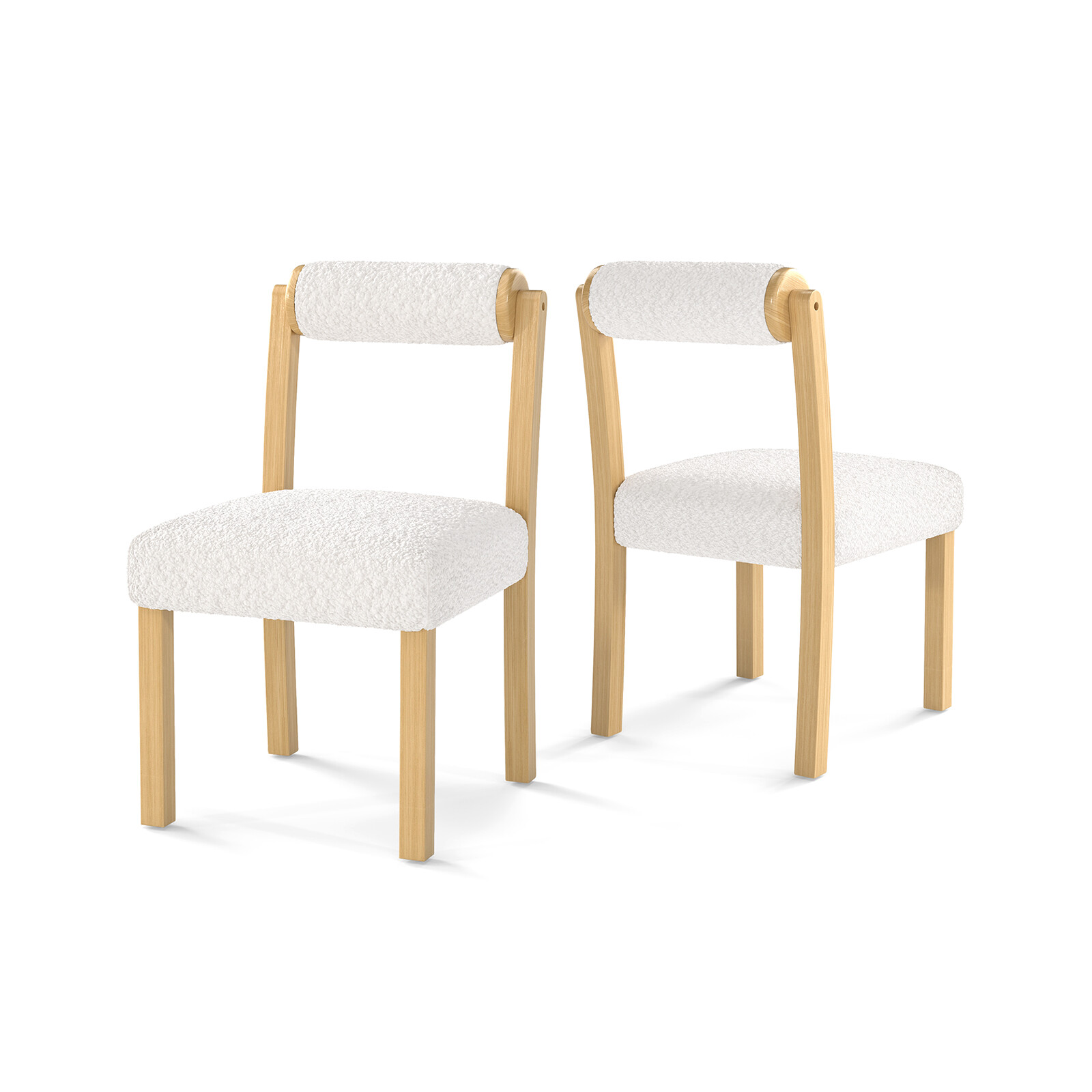 Costway Wooden Dining Chair with Rubber Wood Frame and Cylinder Back Set of 2-White