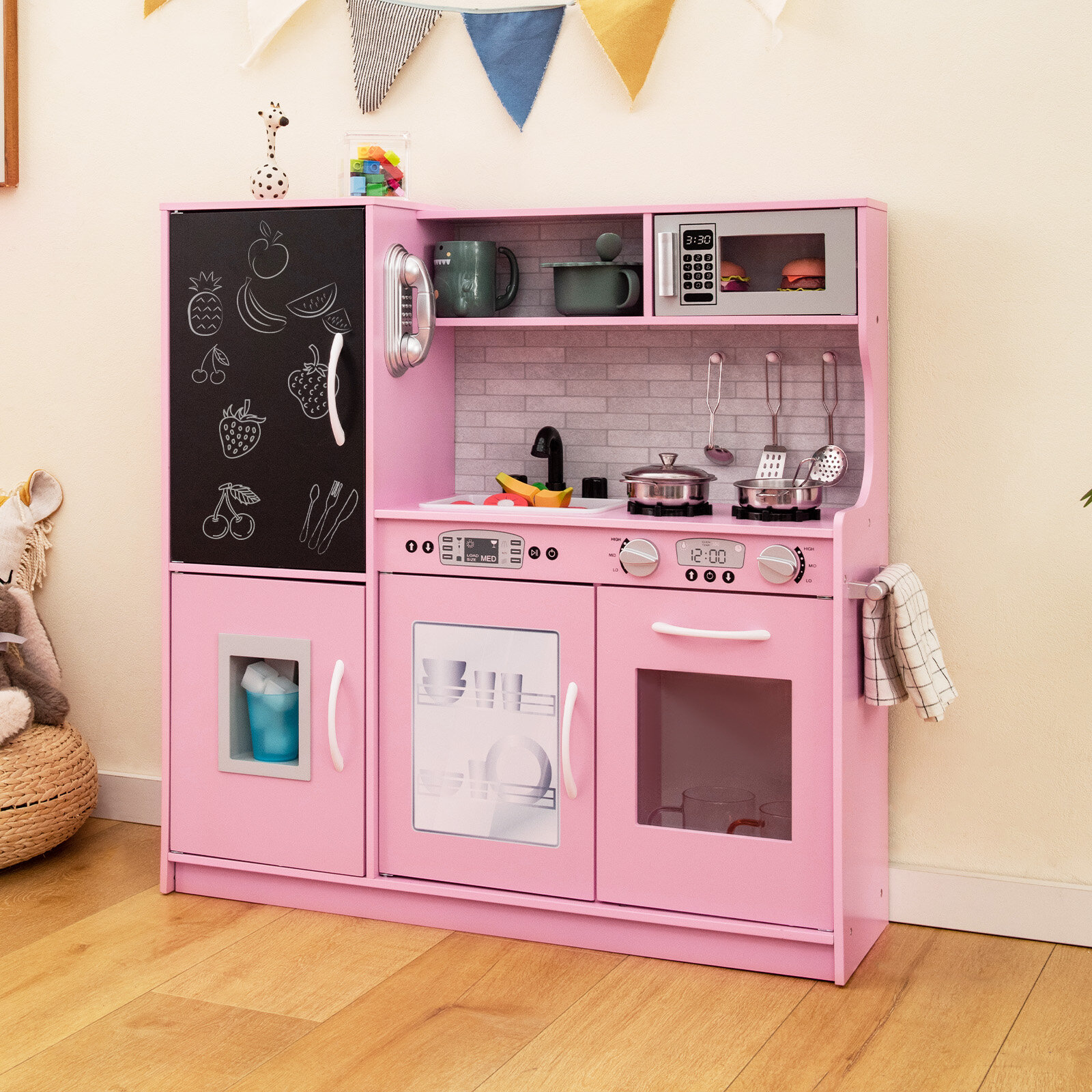 Toddler Pretend Play Kitchen for Boys and Girls 3-6 Years Old-Pink Toddler Pretend Play Kitchen for Boys and Girls 3-6 Years Old-Pink