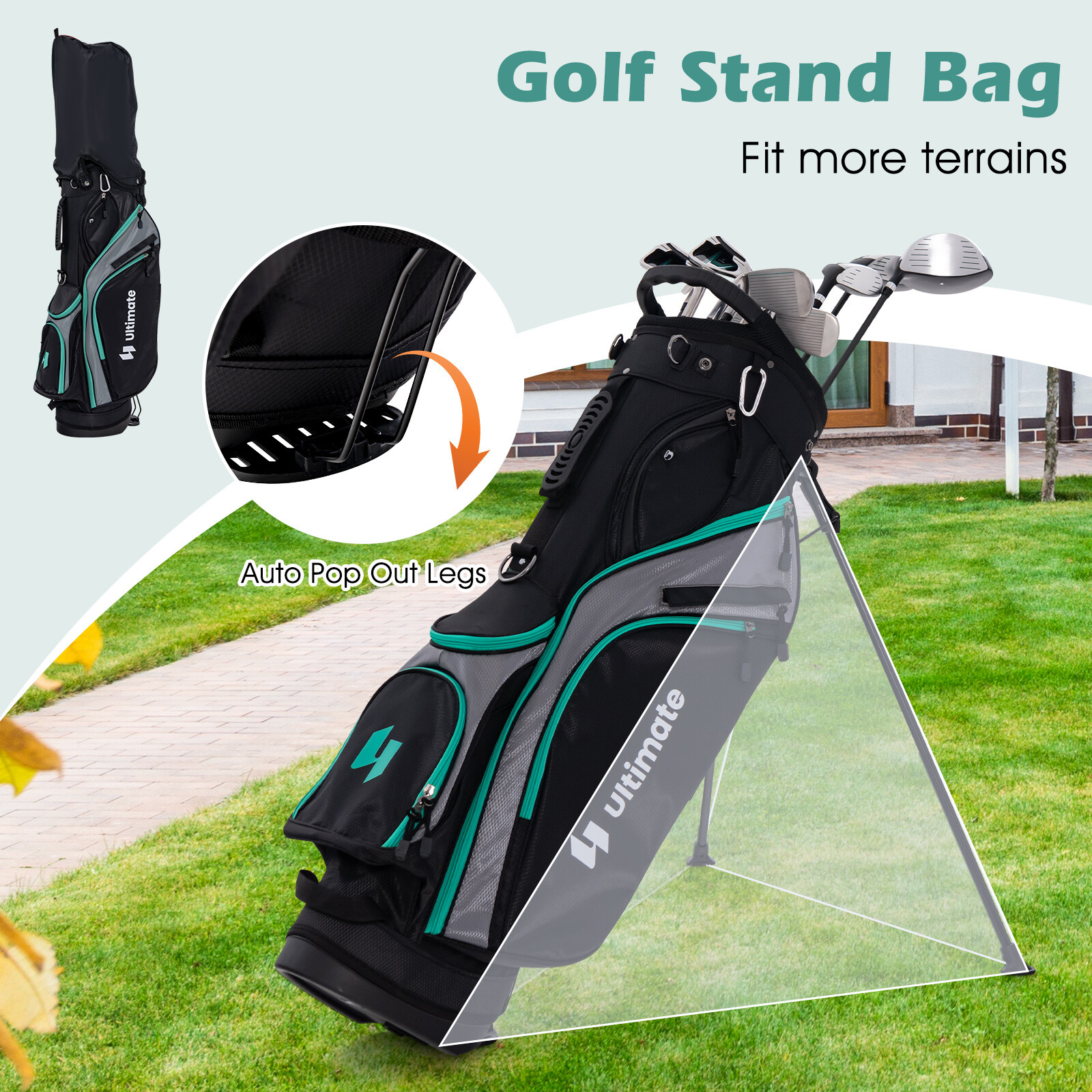 11-osaline golfikeppide komplekt - roheline