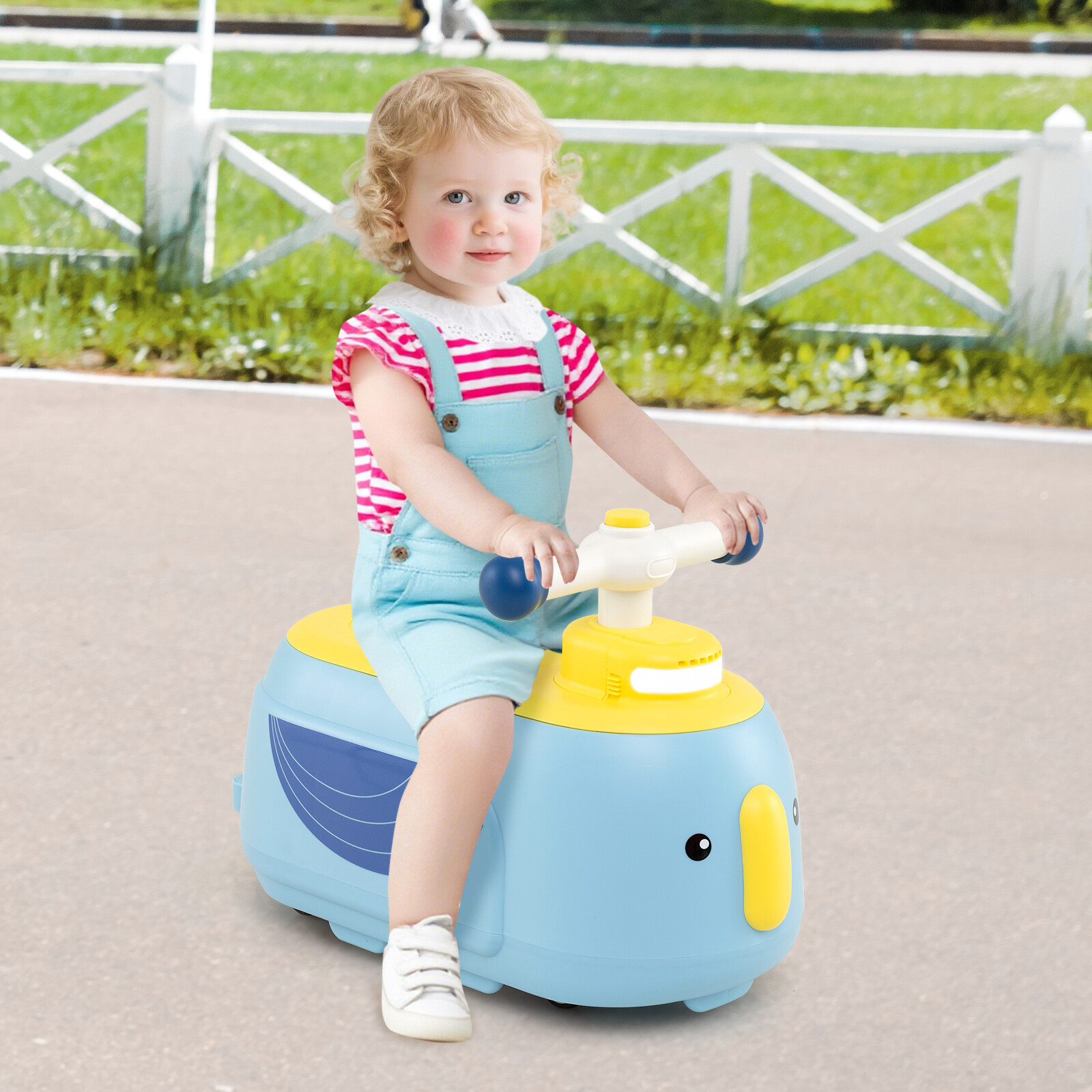 Toddler Ride on Toy with Trailer and Light Music-Blue Toddler Ride on Toy with Trailer and Light Music-Blue