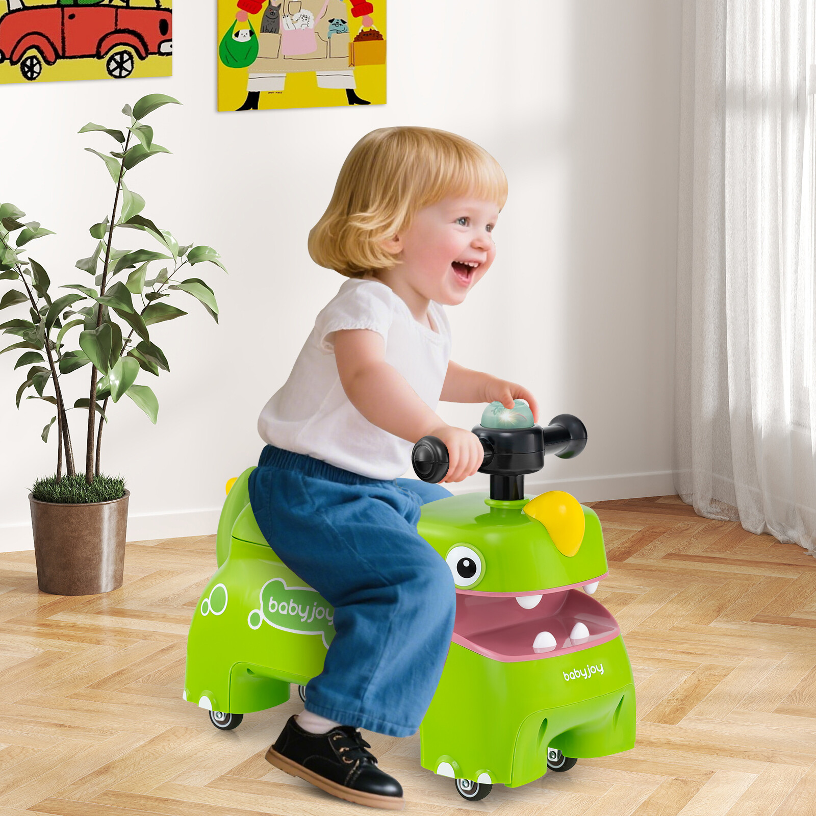 Toddler Ride on Toy Walking Sliding Car with Lights and Music-Green Toddler Ride on Toy Walking Sliding Car with Lights and Music-Green